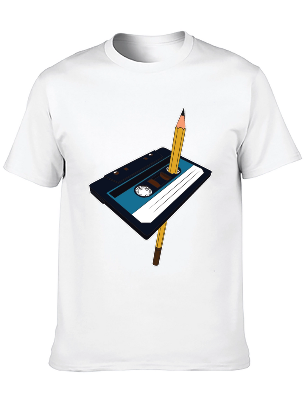 Retro Cassette Tape & Pencil Graphic T-Shirt