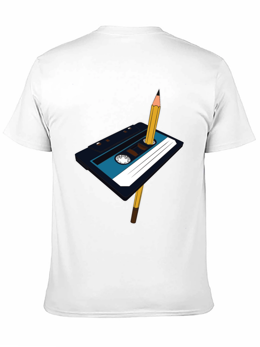Retro Cassette Tape & Pencil Graphic T-Shirt