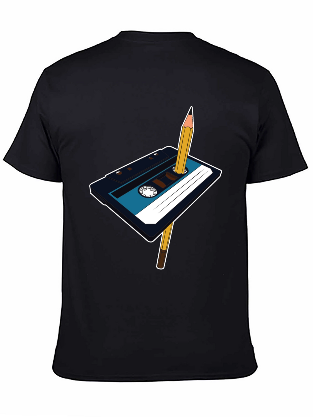 Retro Cassette Tape & Pencil Graphic T-Shirt