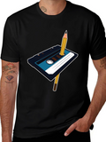 Retro Cassette Tape & Pencil Graphic T-Shirt