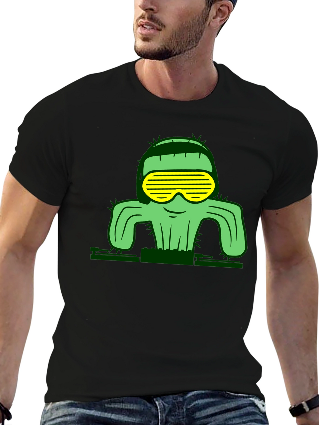 Cool Cactus Graphic T-Shirt - Black