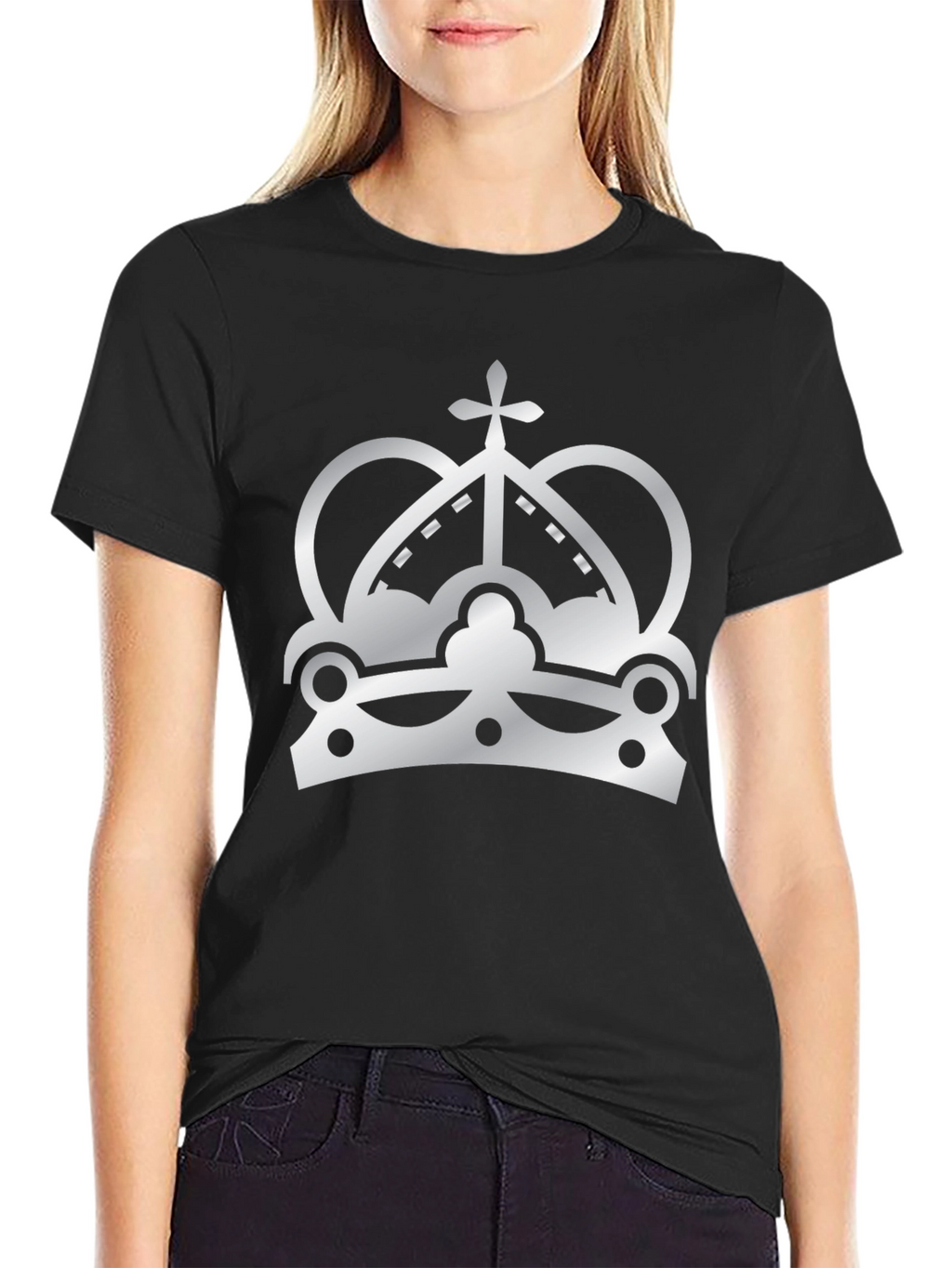 Crown Graphic Print T-Shirt - Black