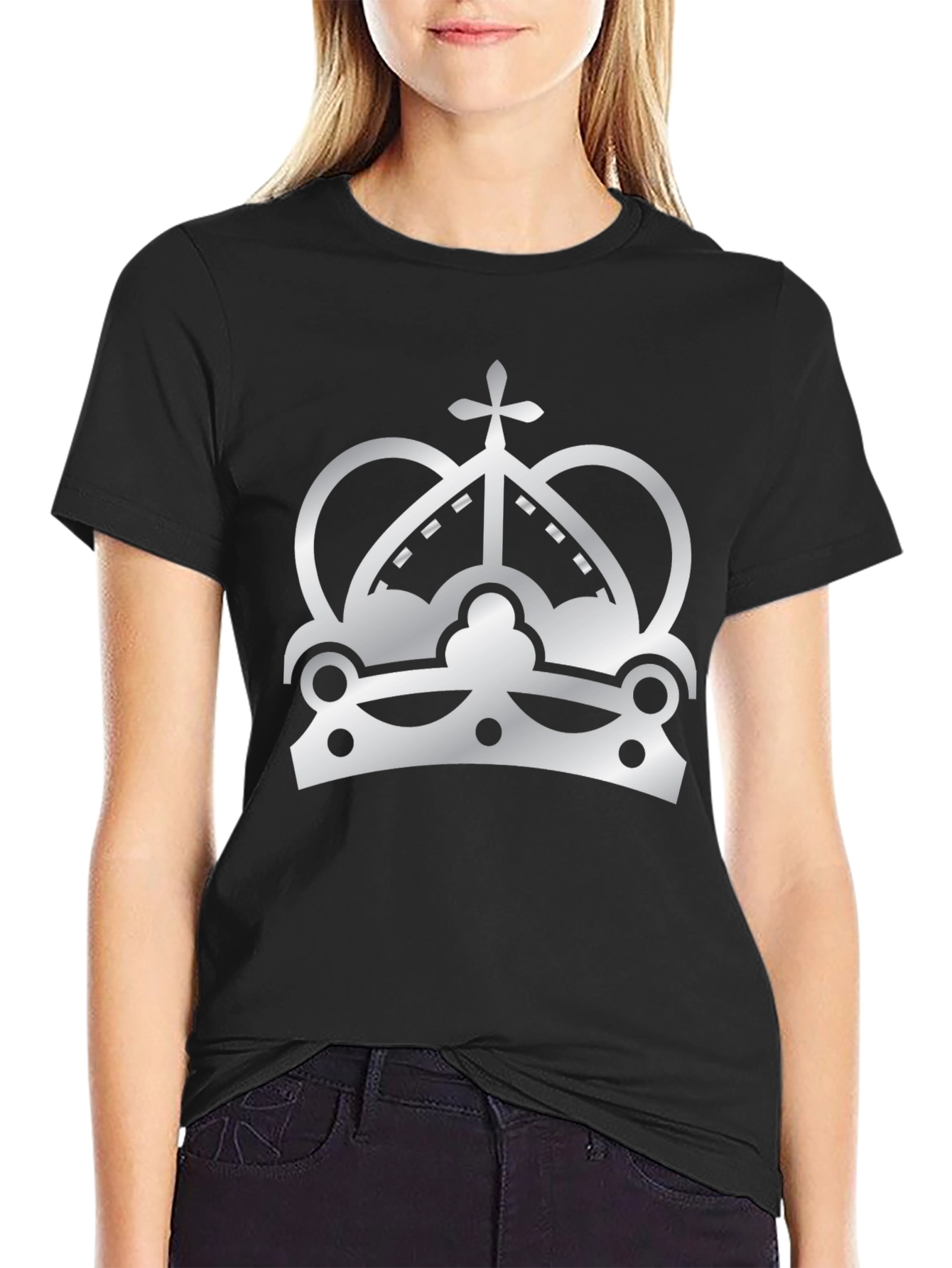 Crown Graphic Print T-Shirt - Black