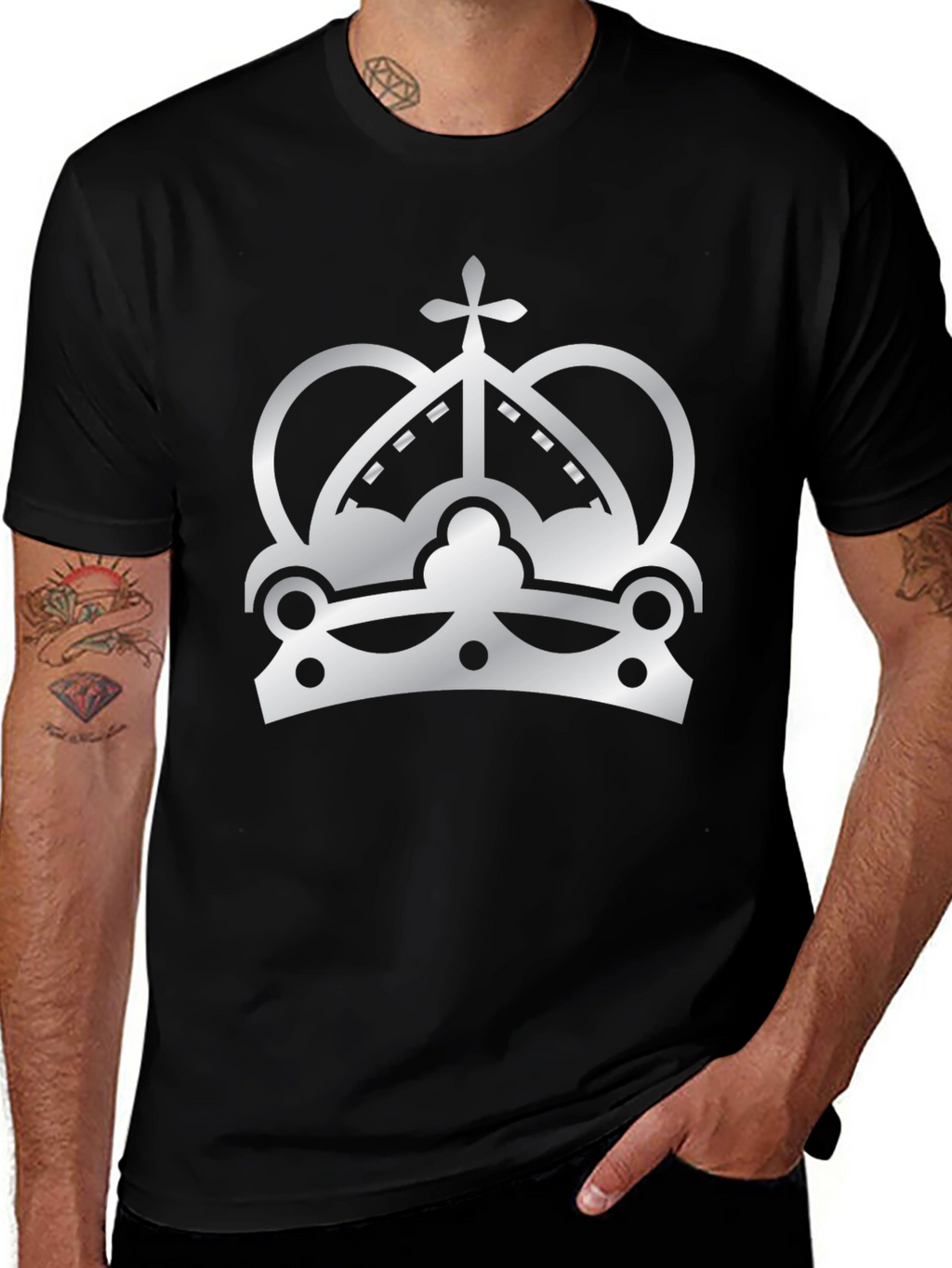 Crown Graphic Print T-Shirt - Black