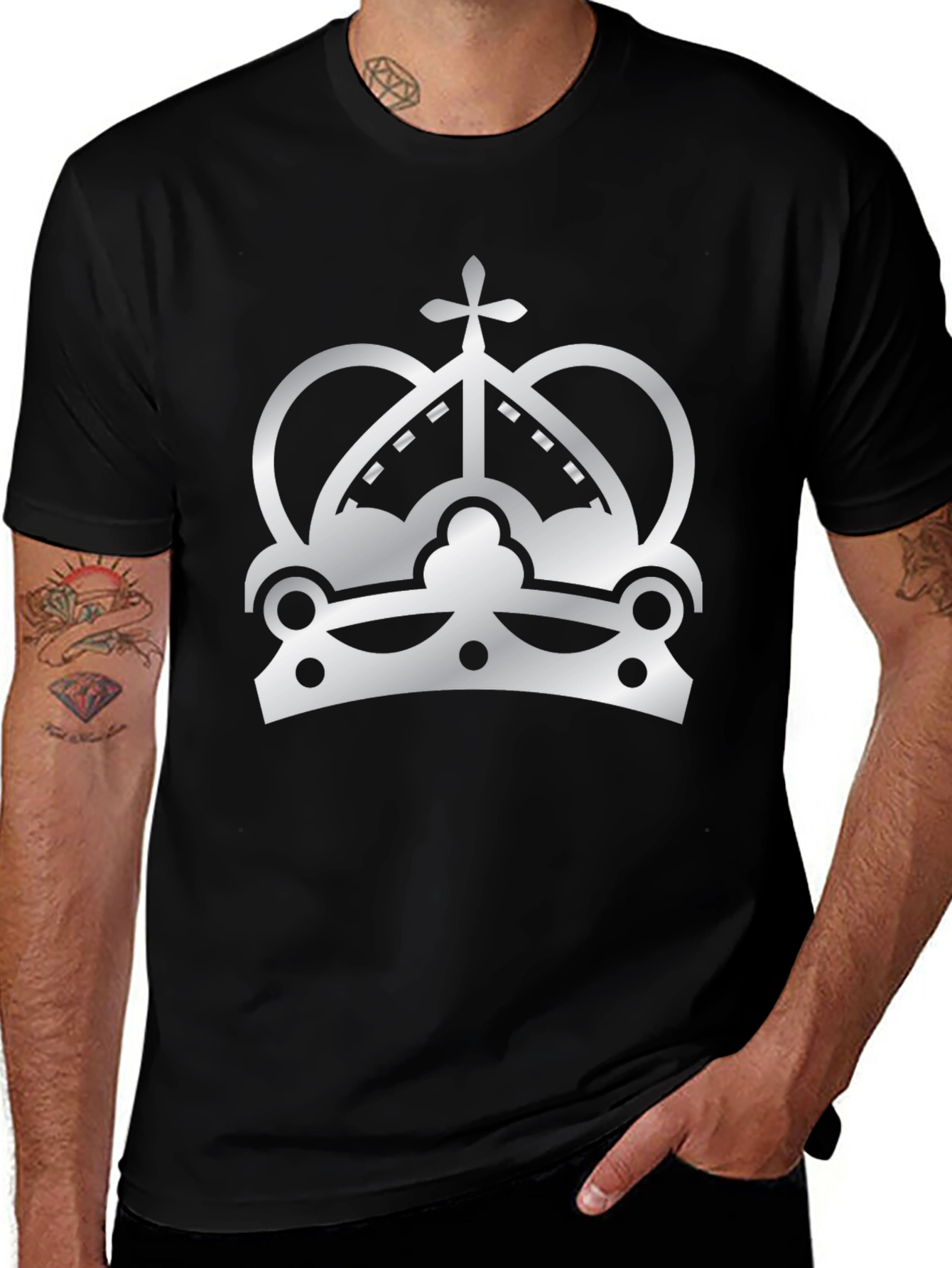 Crown Graphic Print T-Shirt - Black