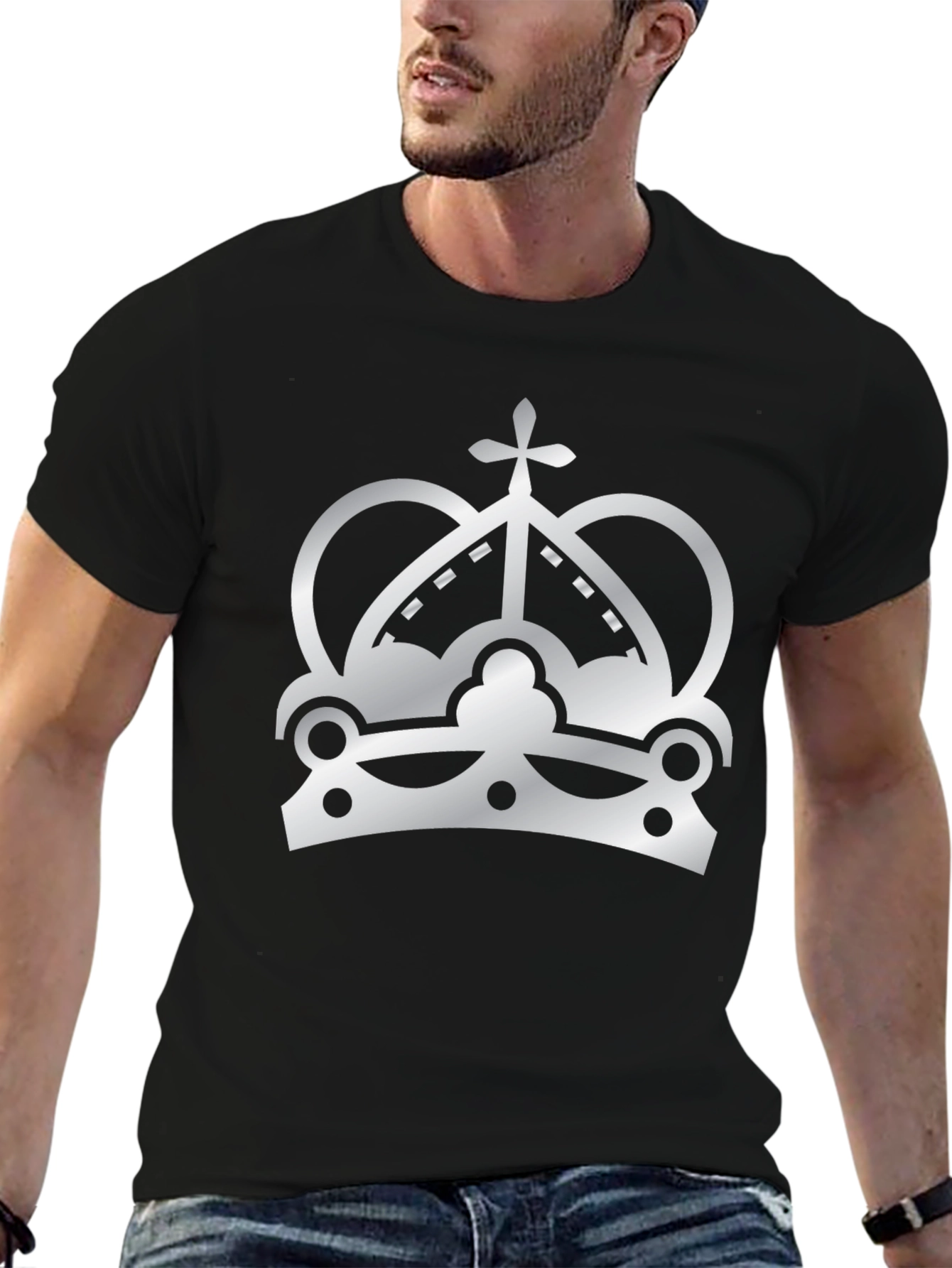 Crown Graphic Print T-Shirt - Black