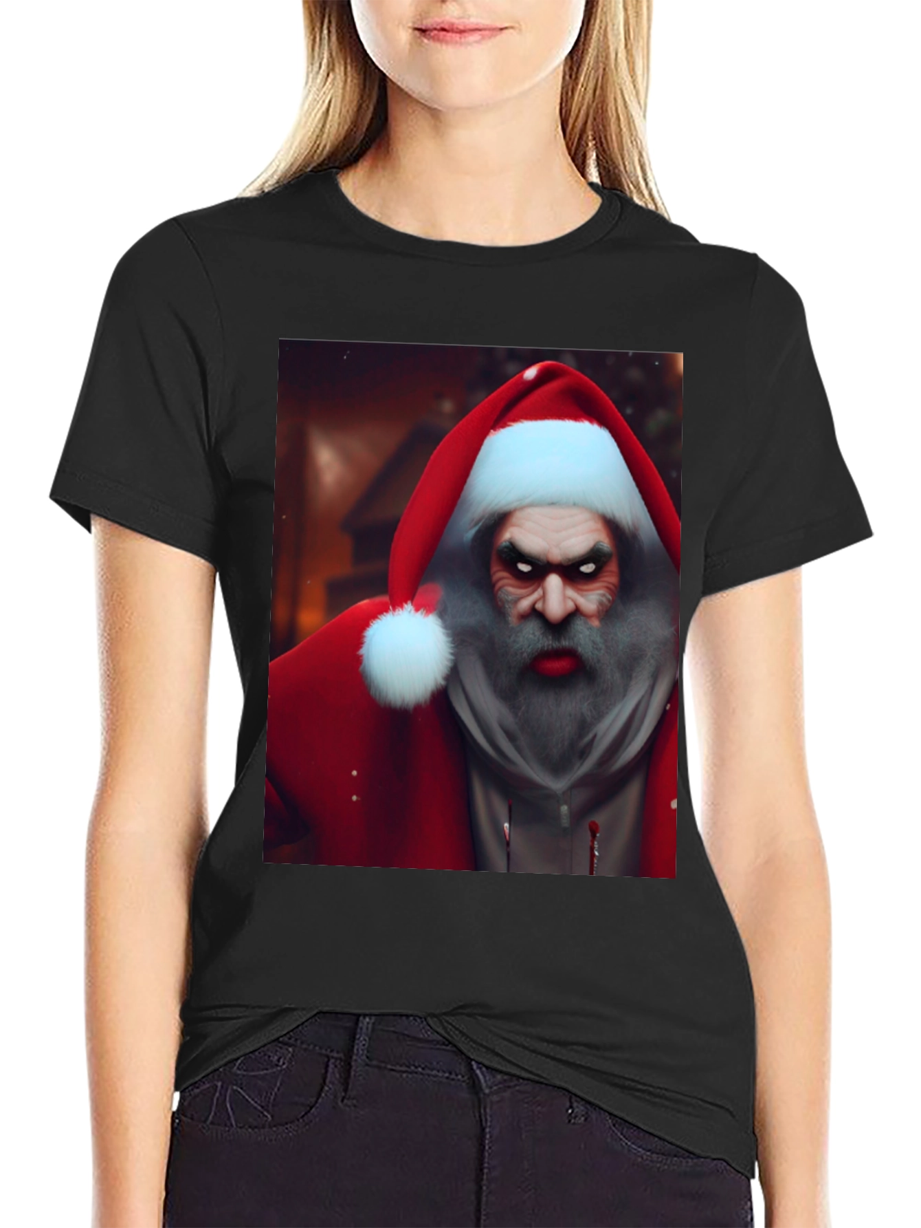 Scary Santa Graphic Tee - Holiday Horror T-Shirt