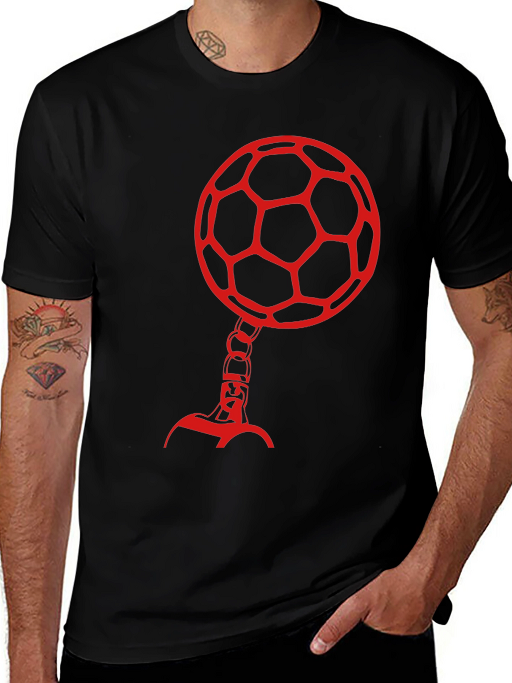 Soccer Ball Head Graphic Tee - Black