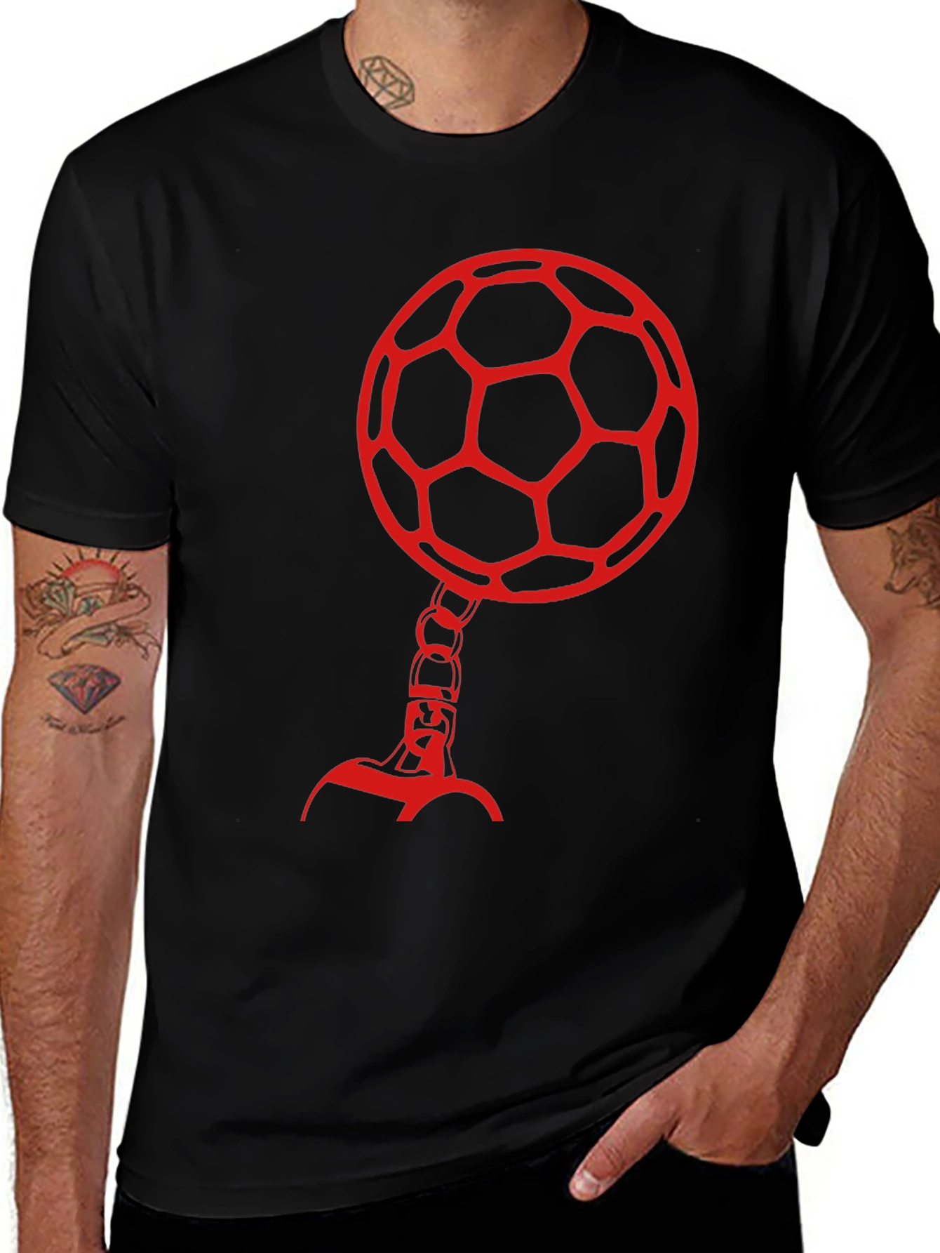 Soccer Ball Head Graphic Tee - Black
