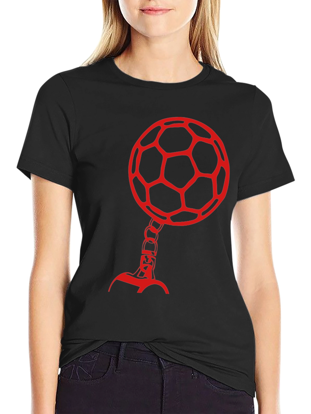 Soccer Ball Head Graphic Tee - Black