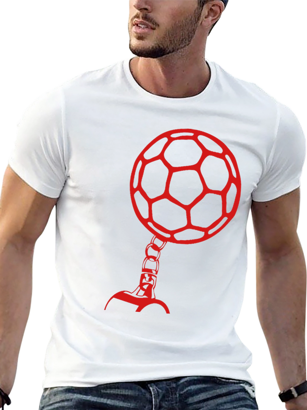 Soccer Ball Head Graphic Tee - Black