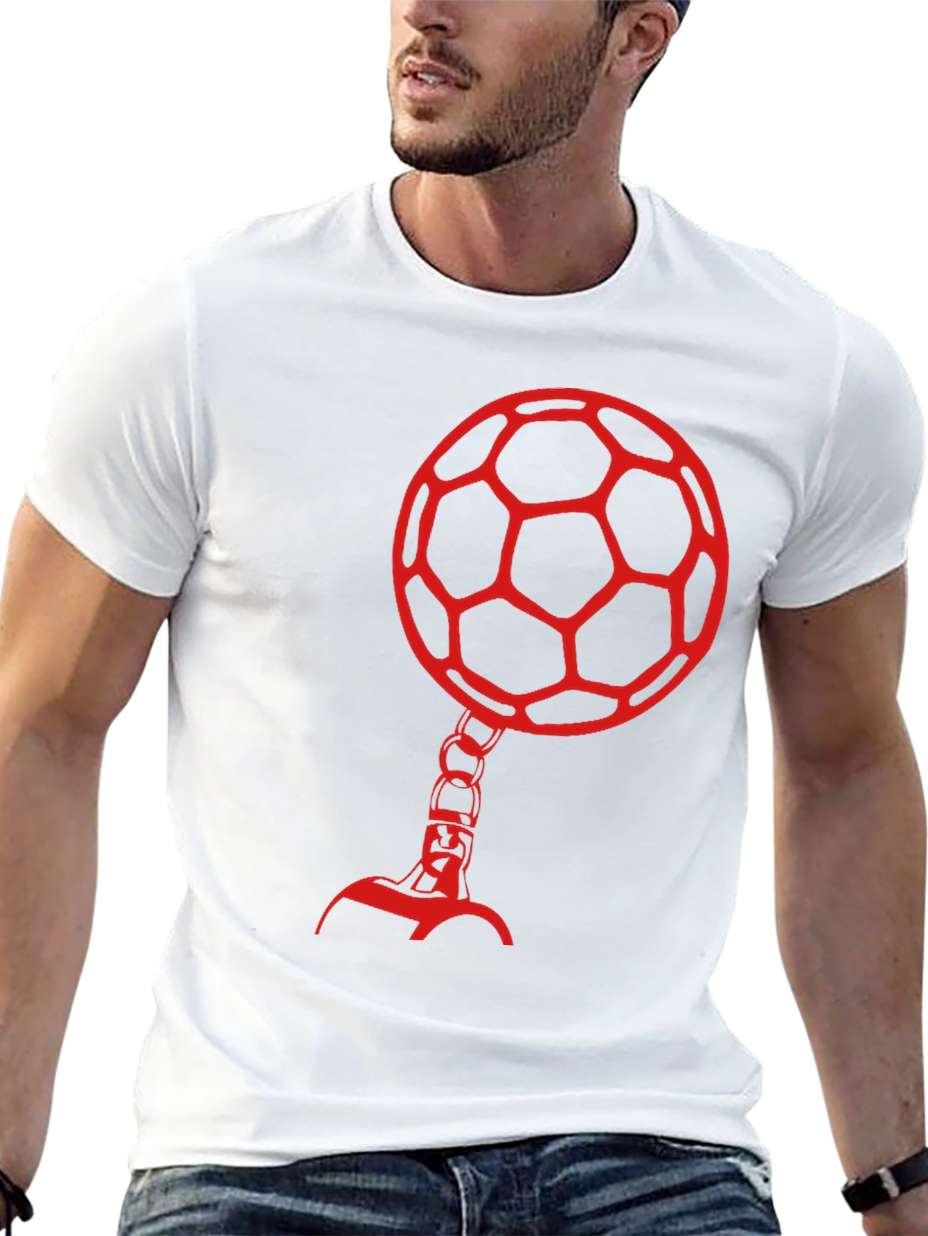 Soccer Ball Head Graphic Tee - Black