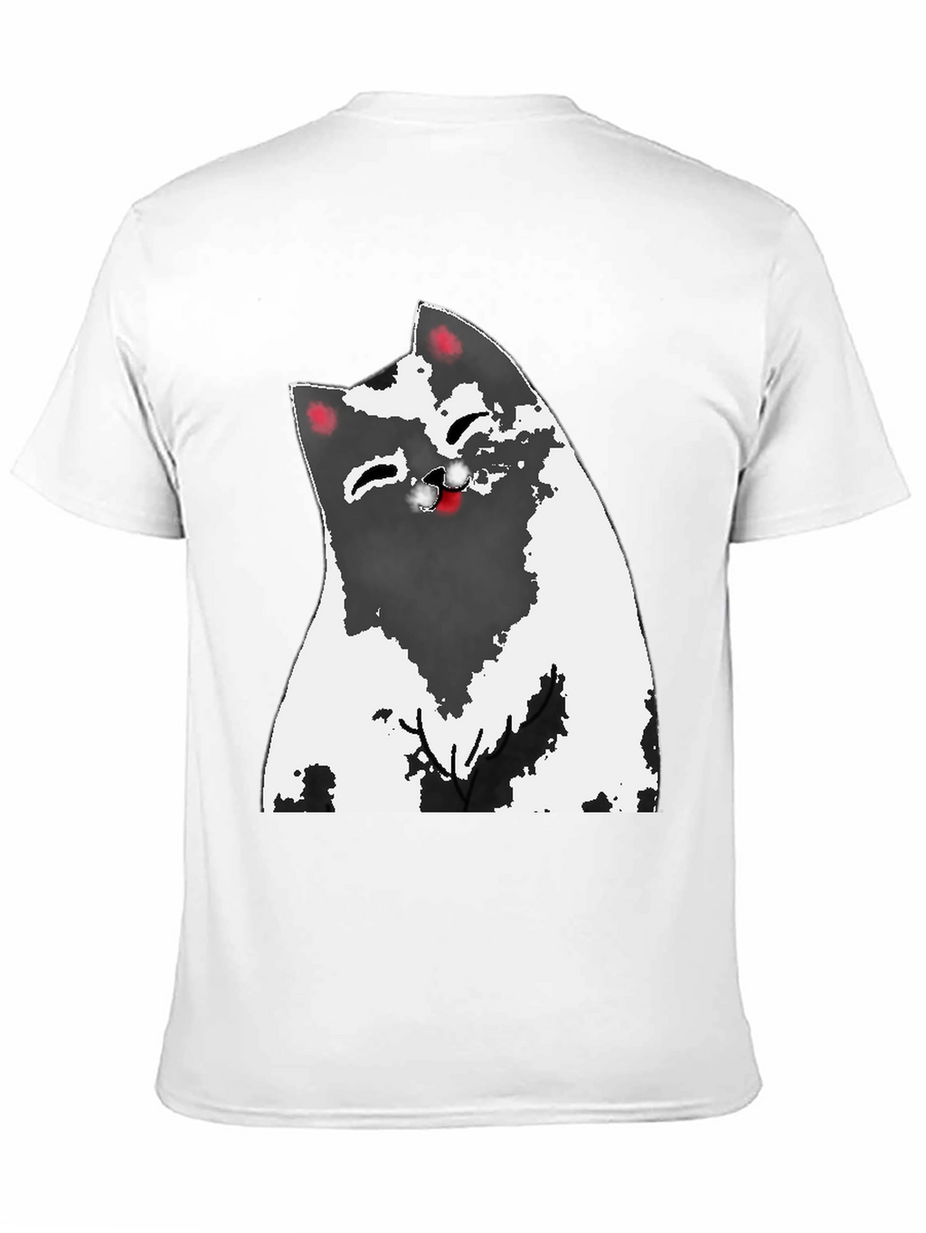 Cartoon Cat Graphic Tee - Black