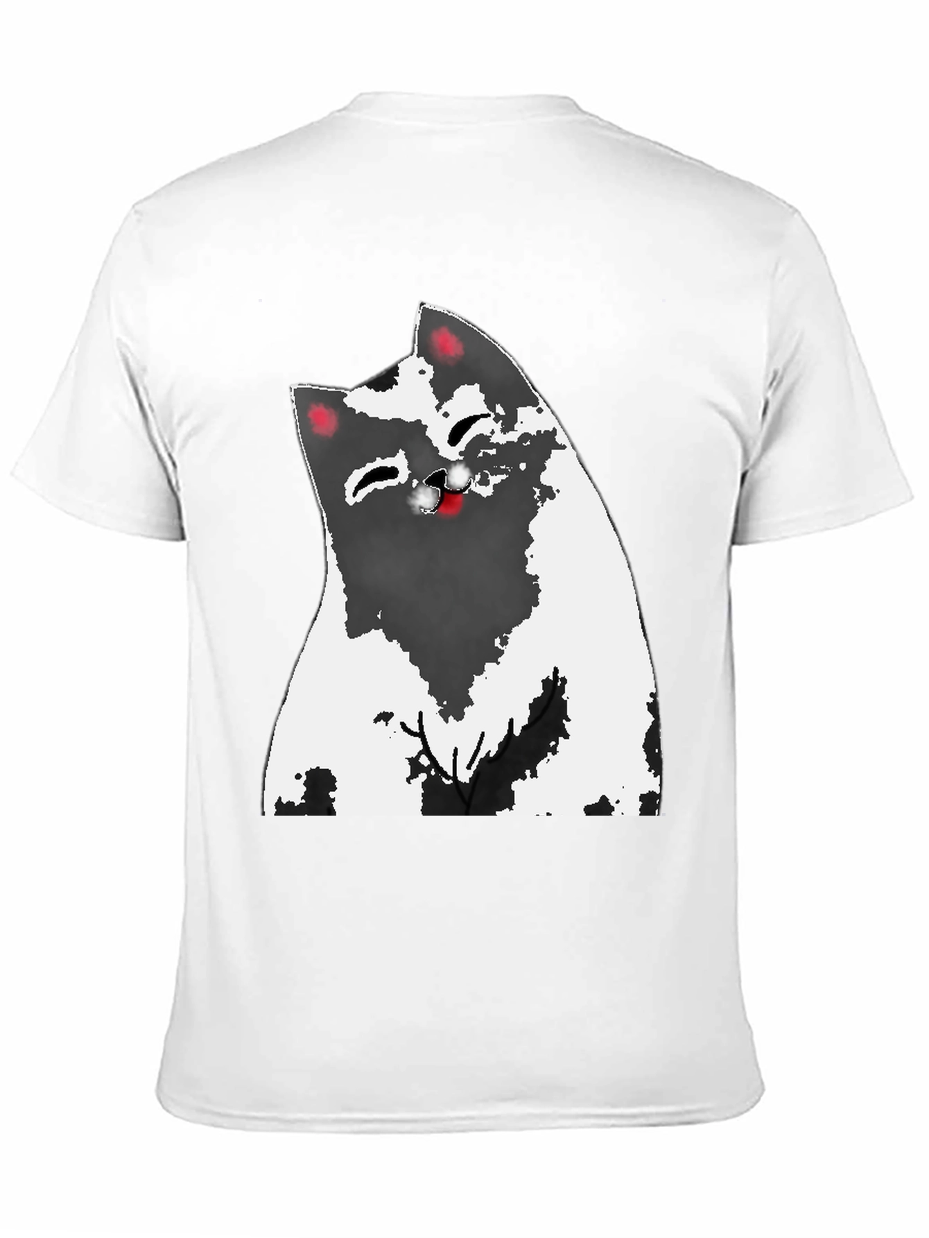Cartoon Cat Graphic Tee - Black