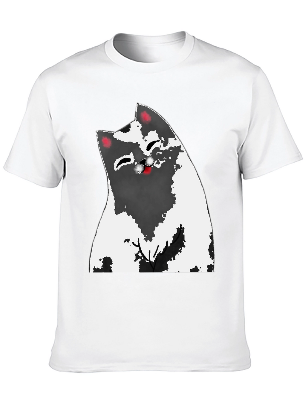Cartoon Cat Graphic Tee - Black