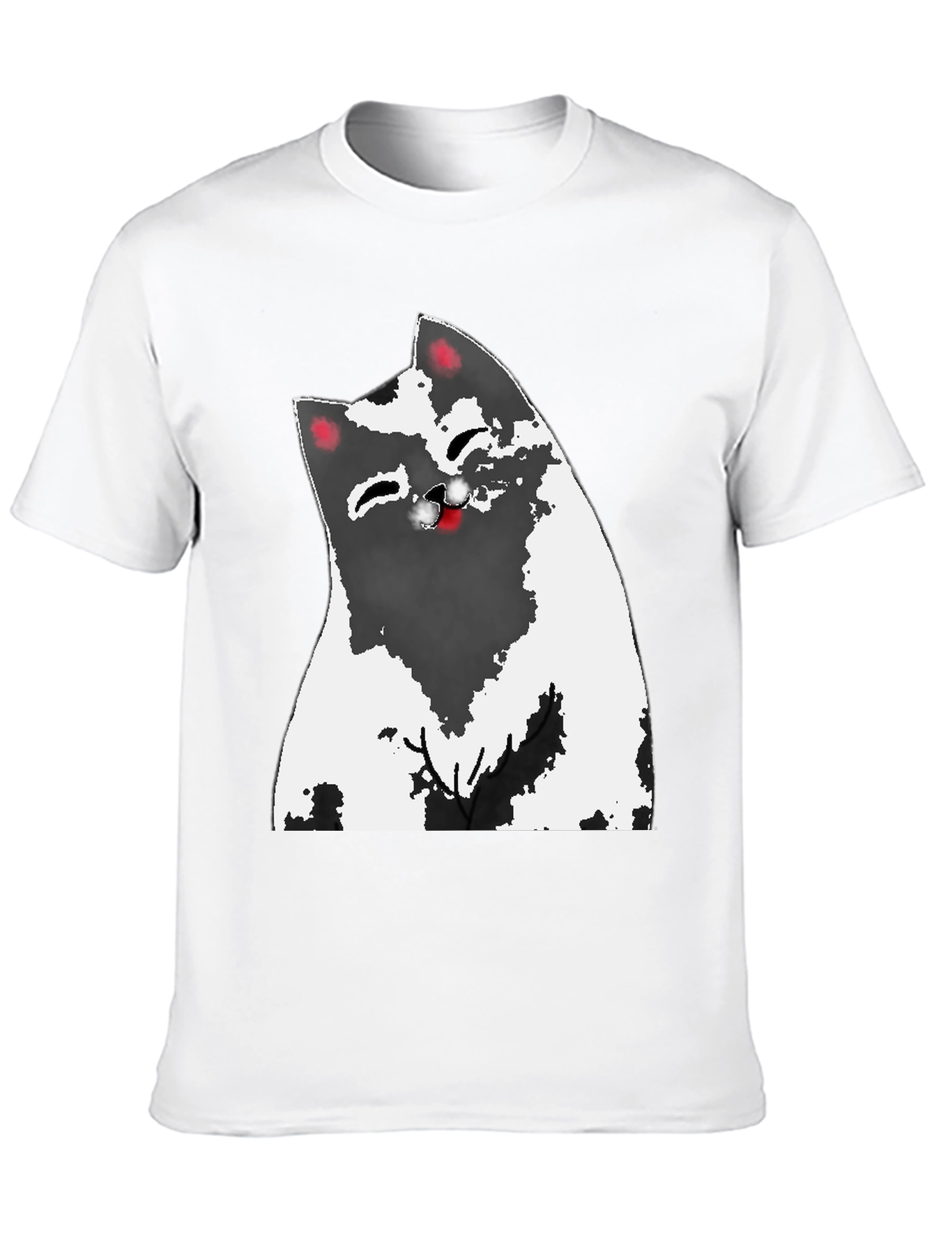 Cartoon Cat Graphic Tee - Black