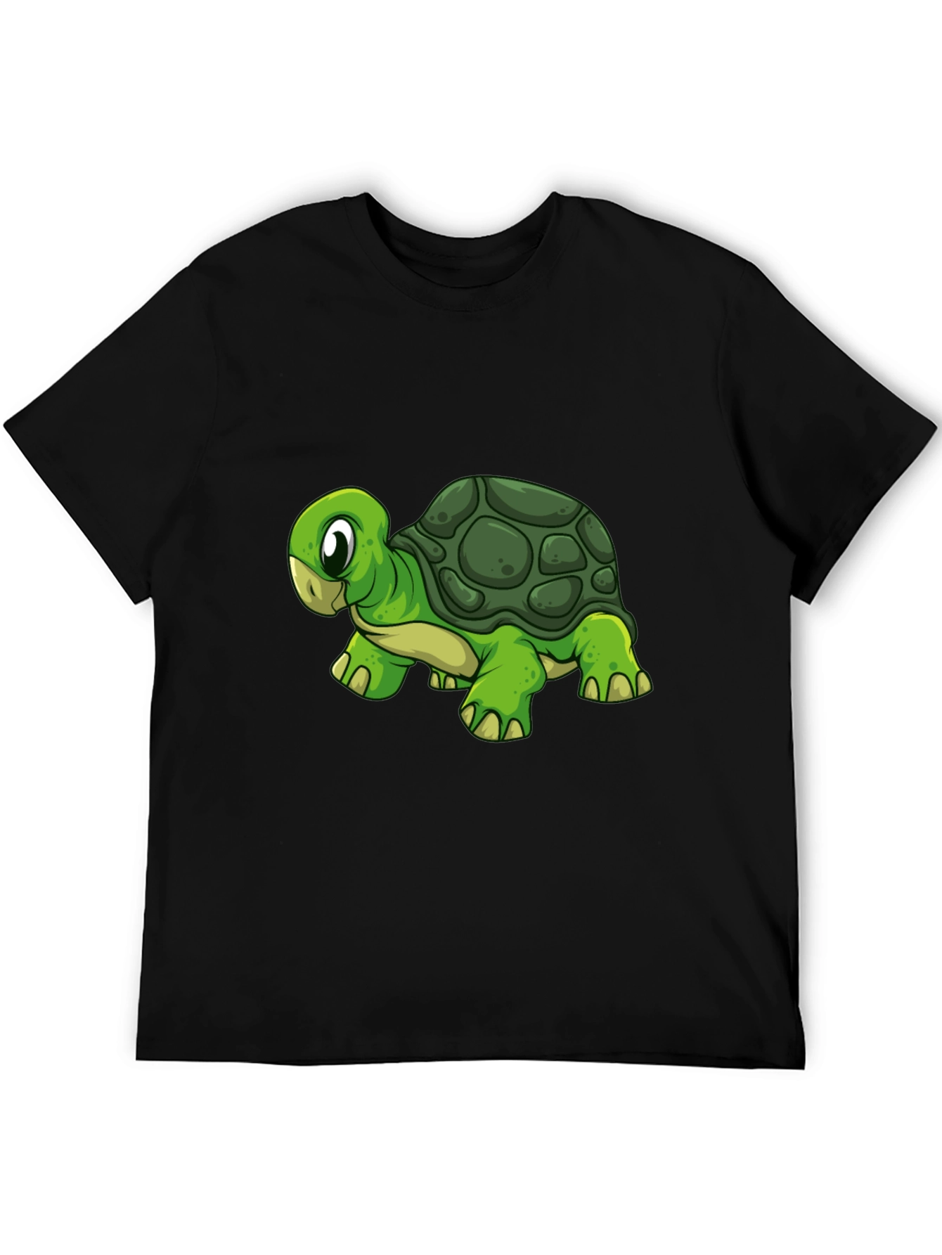 Cartoon Turtle Graphic Black T-Shirt