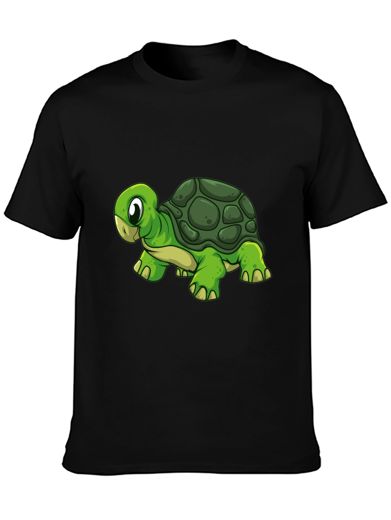 Cartoon Turtle Graphic Black T-Shirt