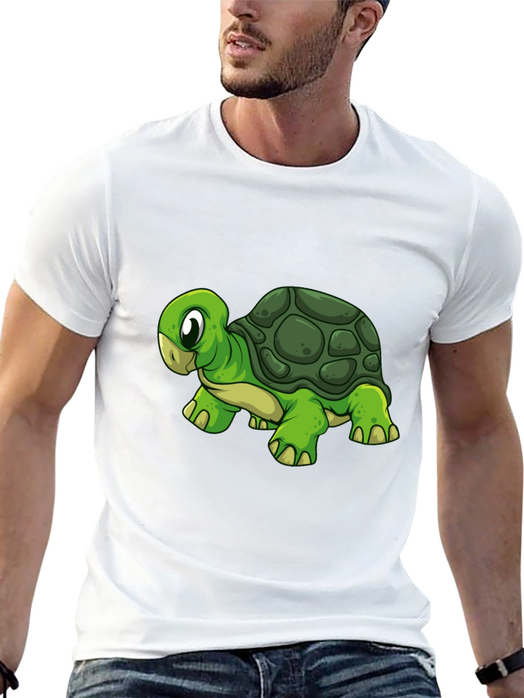 Cartoon Turtle Graphic Black T-Shirt