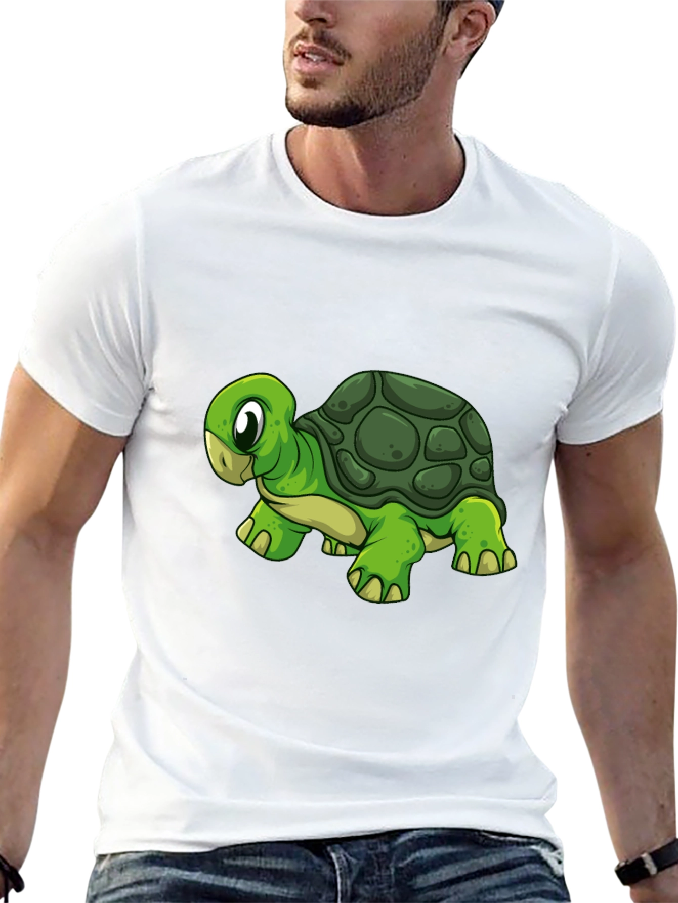 Cartoon Turtle Graphic Black T-Shirt