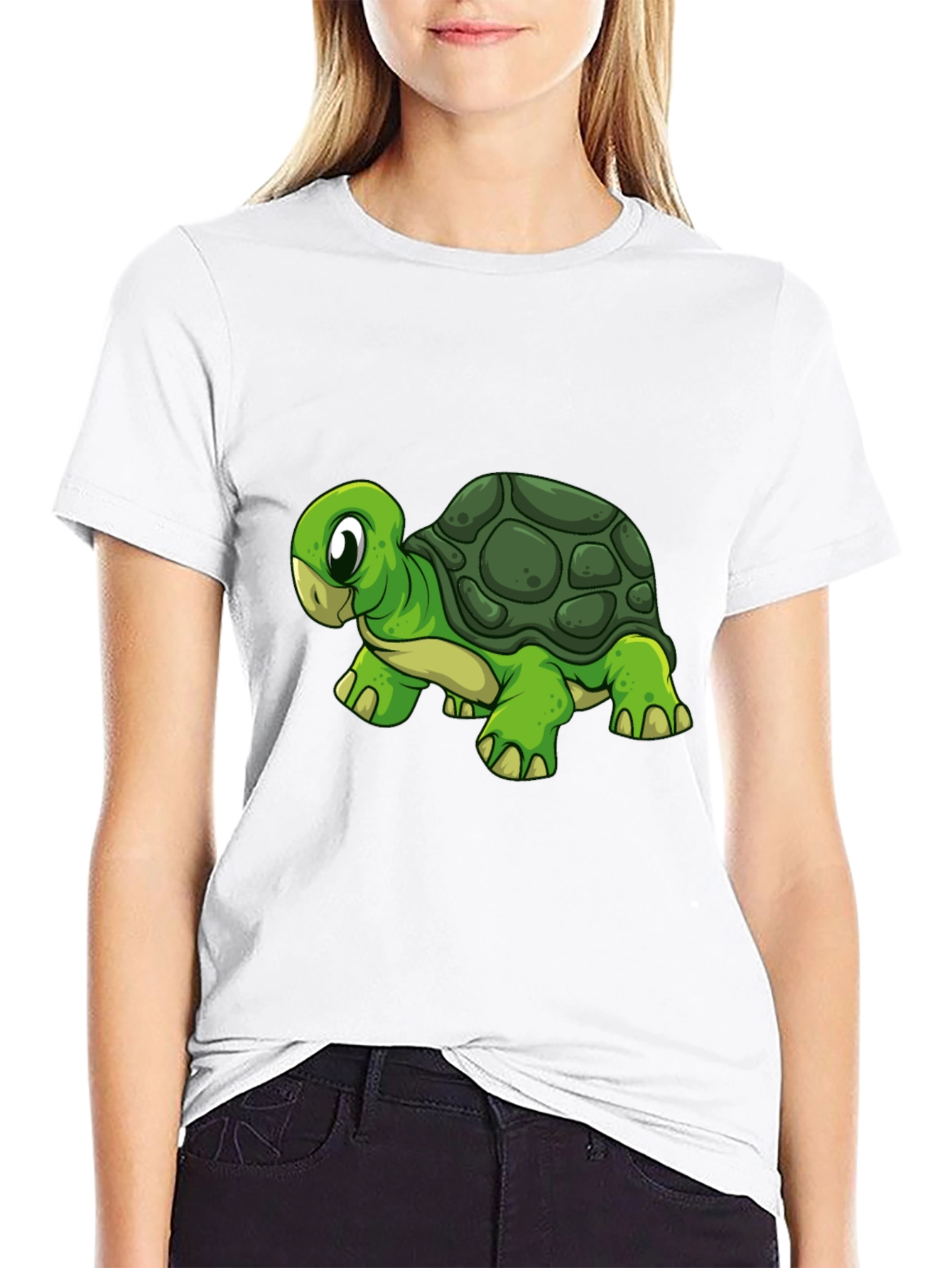 Cartoon Turtle Graphic Black T-Shirt
