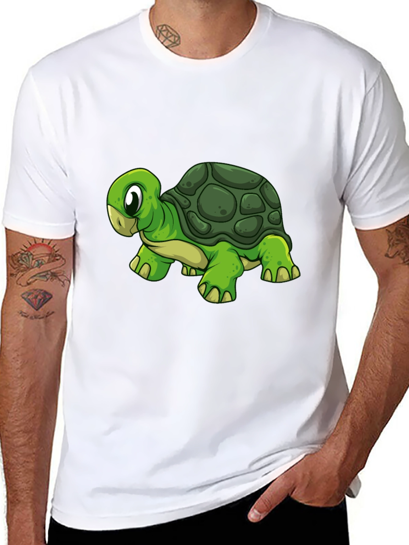 Cartoon Turtle Graphic Black T-Shirt