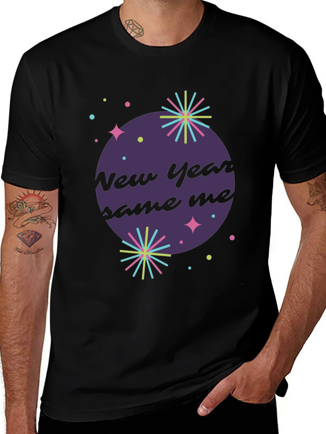 New Year Same Me Graphic Tee - Trendy Mens T-Shirt
