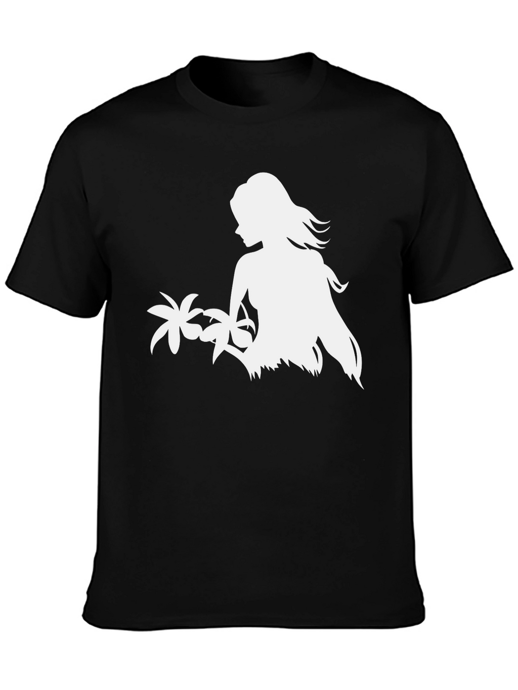 Tropical Island Girl Graphic Tee - Black
