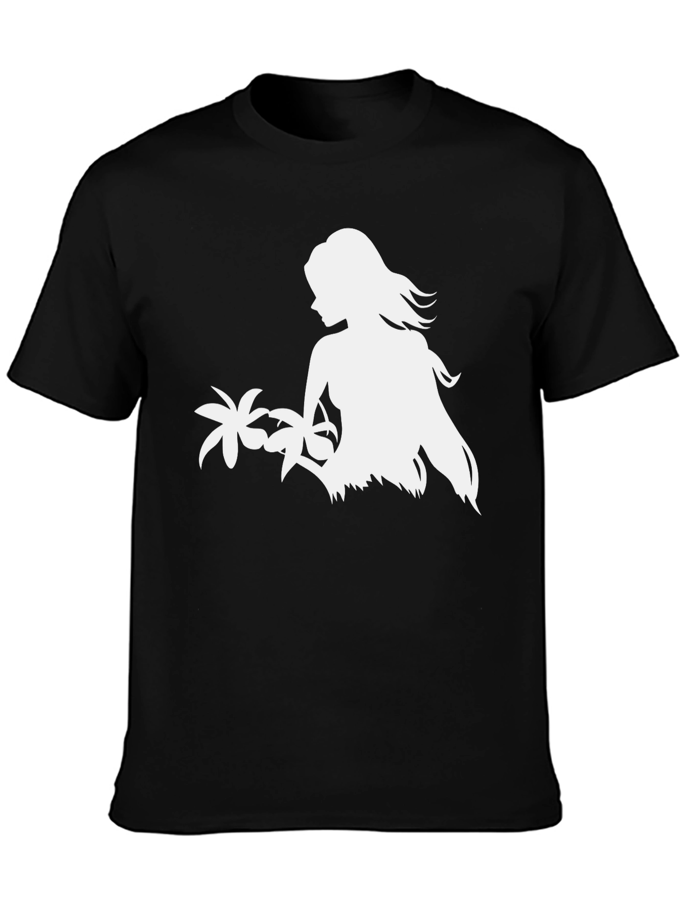 Tropical Island Girl Graphic Tee - Black