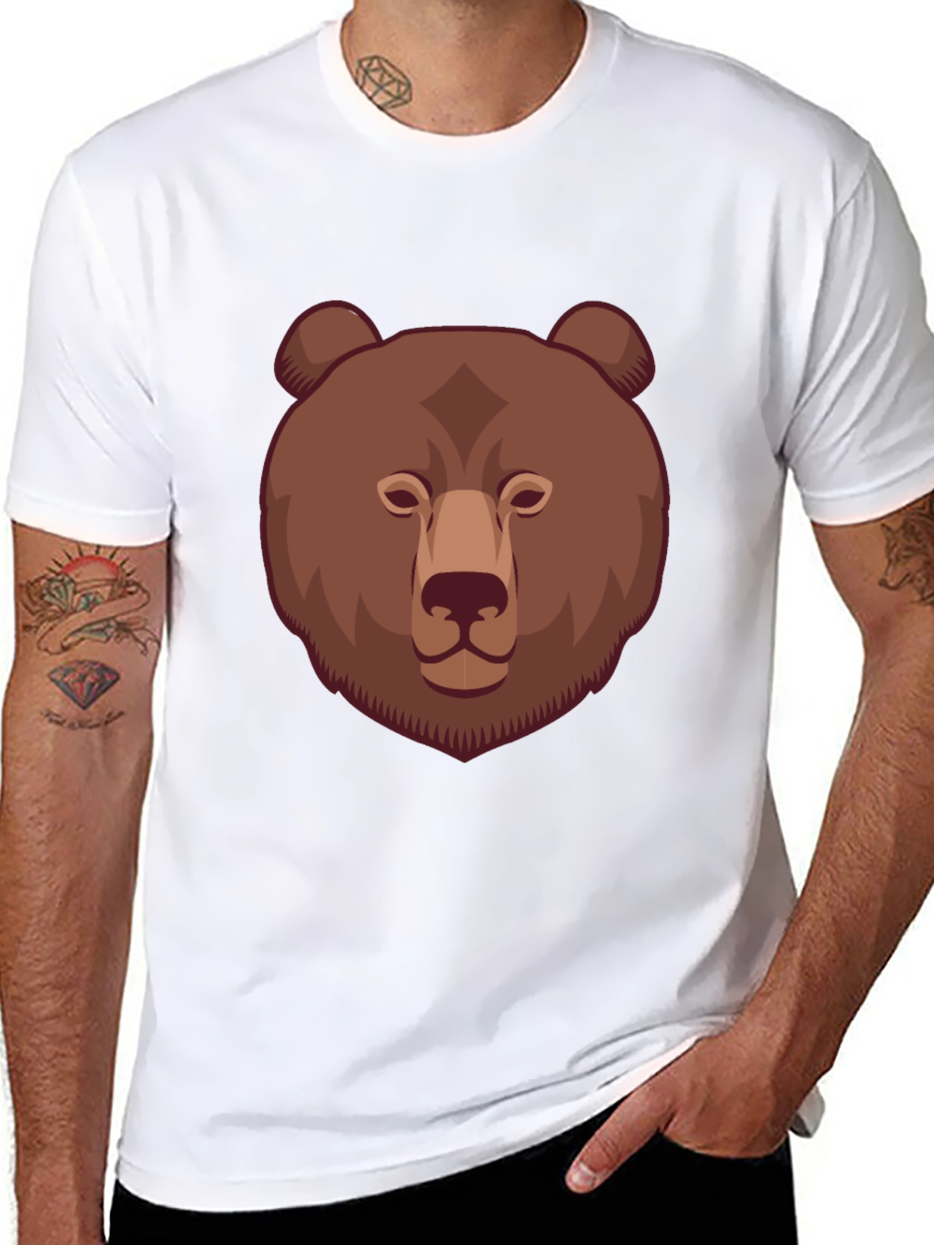 Bear Graphic Print T-Shirt - Stylish and Unique!