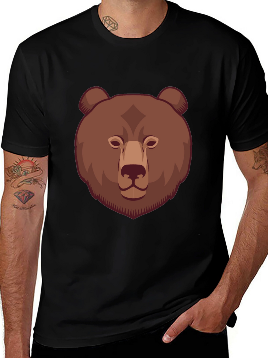 Bear Graphic Print T-Shirt - Stylish and Unique!