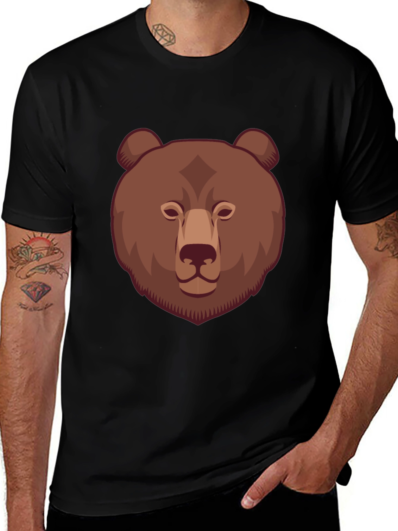 Bear Graphic Print T-Shirt - Stylish and Unique!