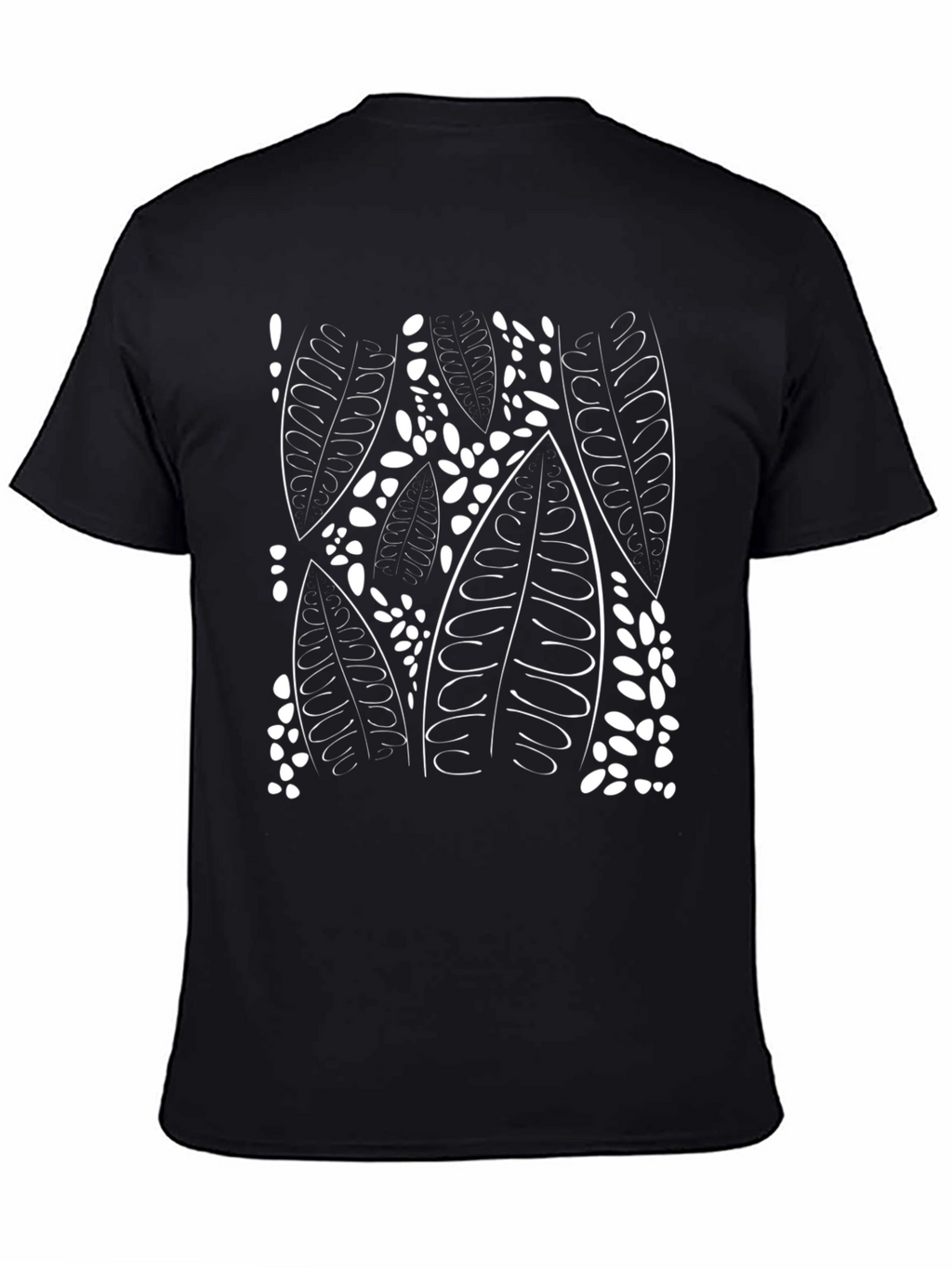 Leaf Print Black T-Shirt - Unique Design