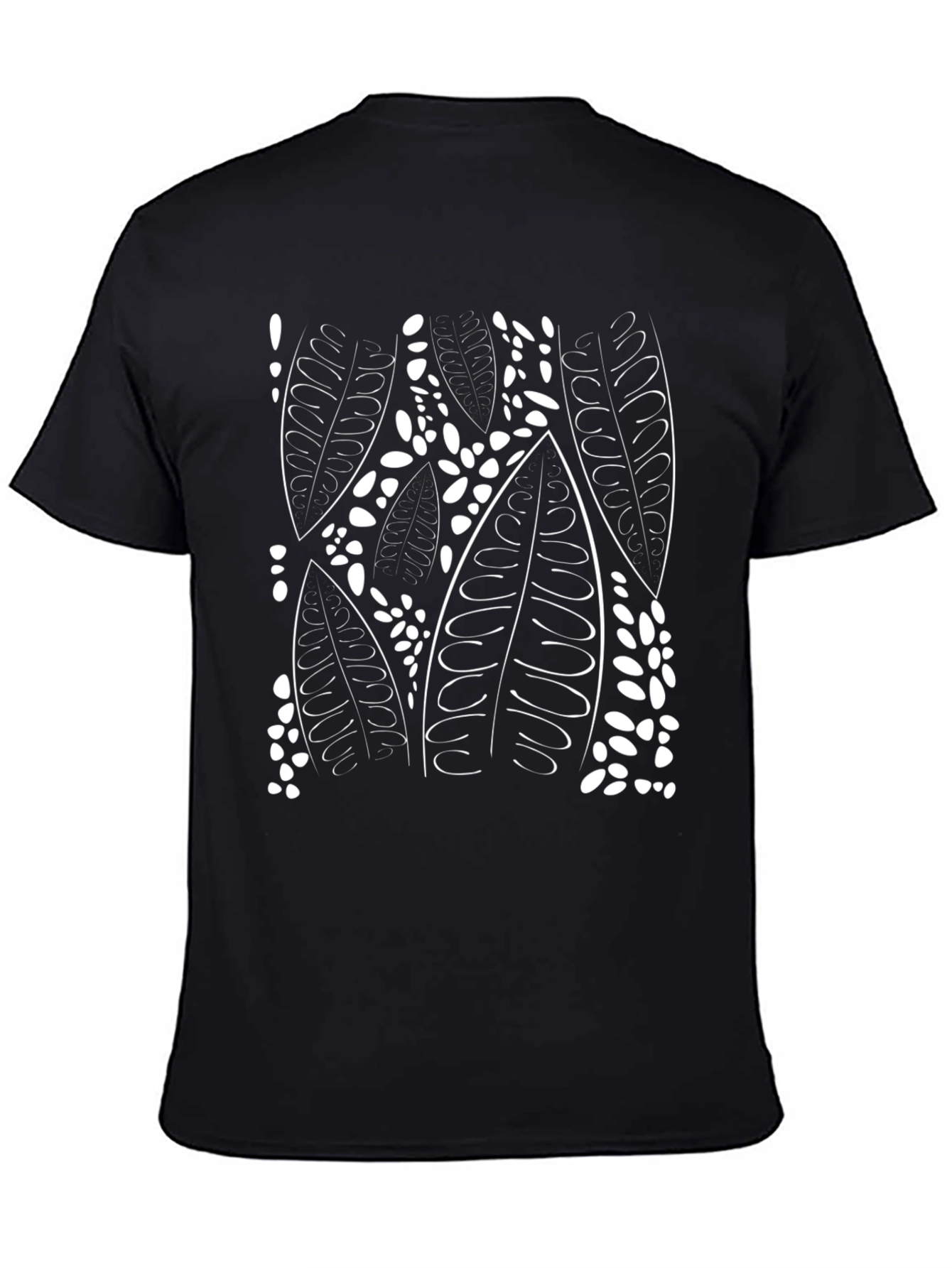 Leaf Print Black T-Shirt - Unique Design