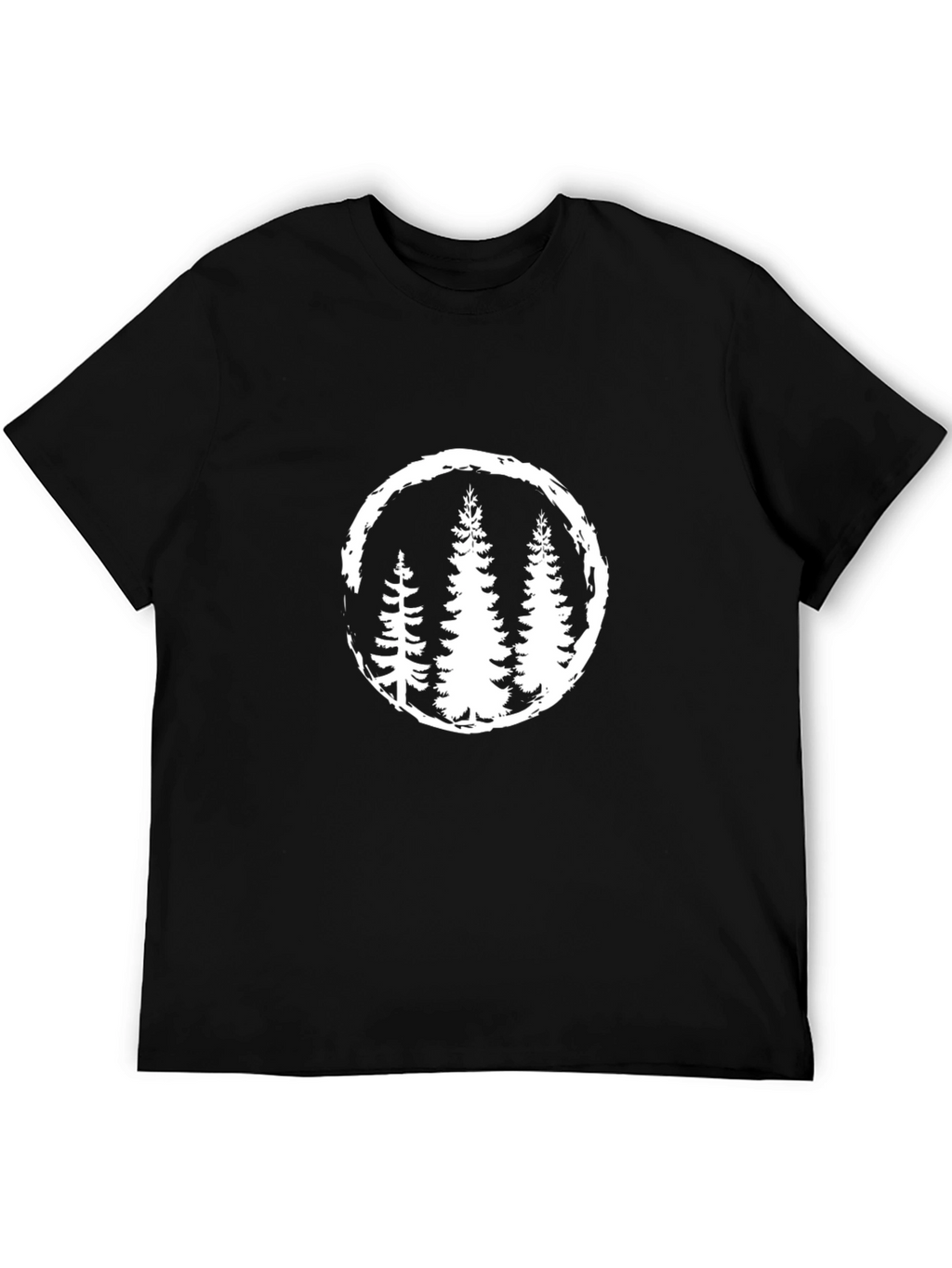Mens Black T-Shirt with Tree Circle Graphic