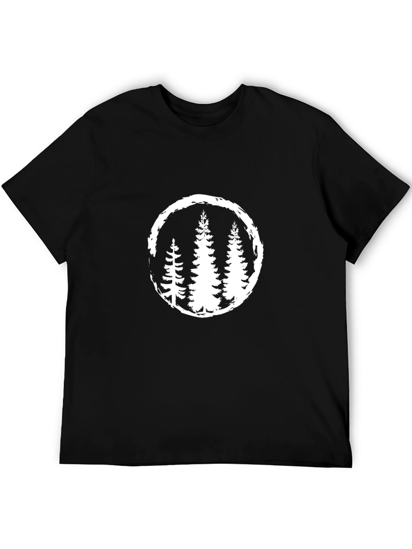 Mens Black T-Shirt with Tree Circle Graphic