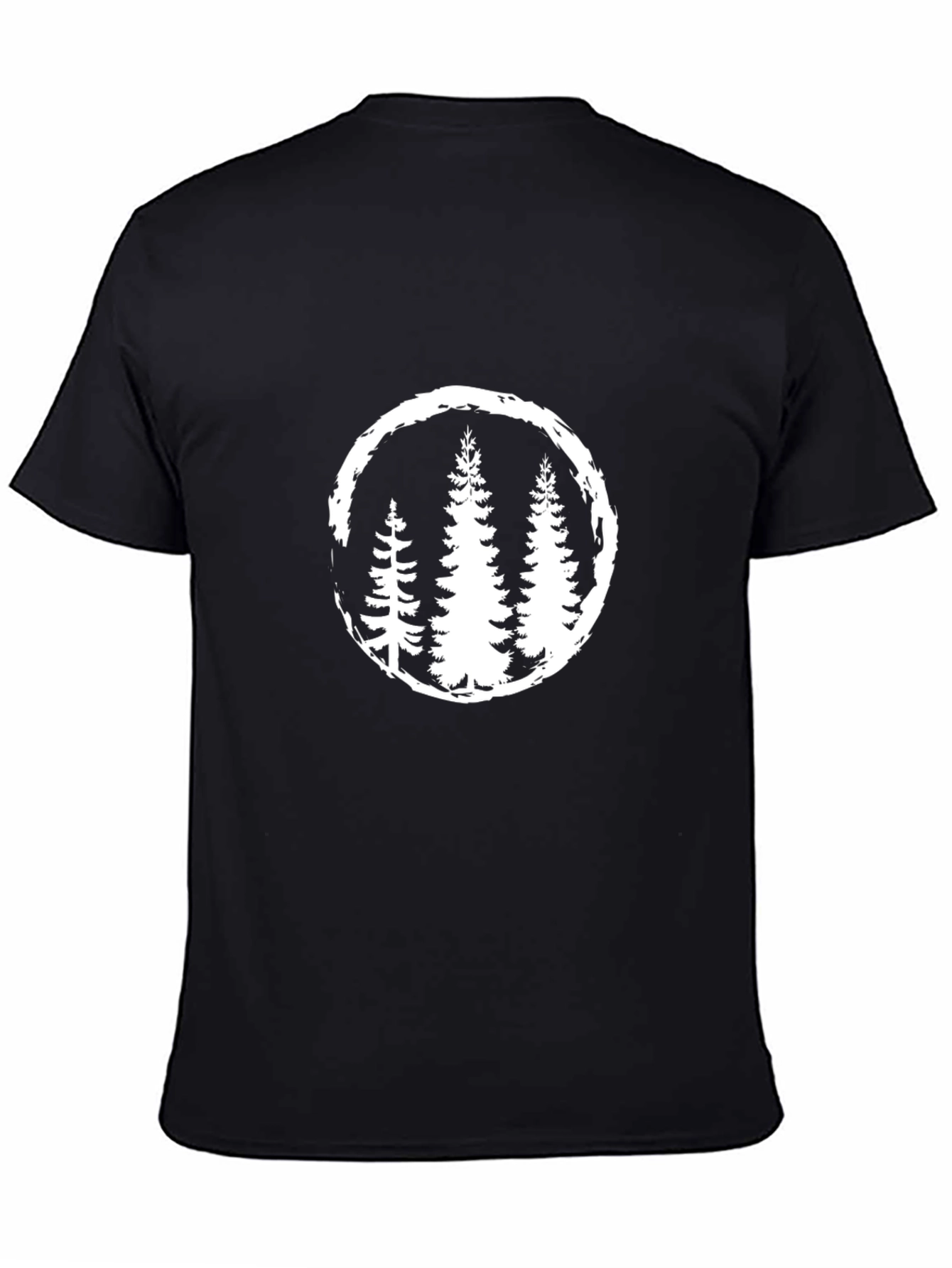 Mens Black T-Shirt with Tree Circle Graphic