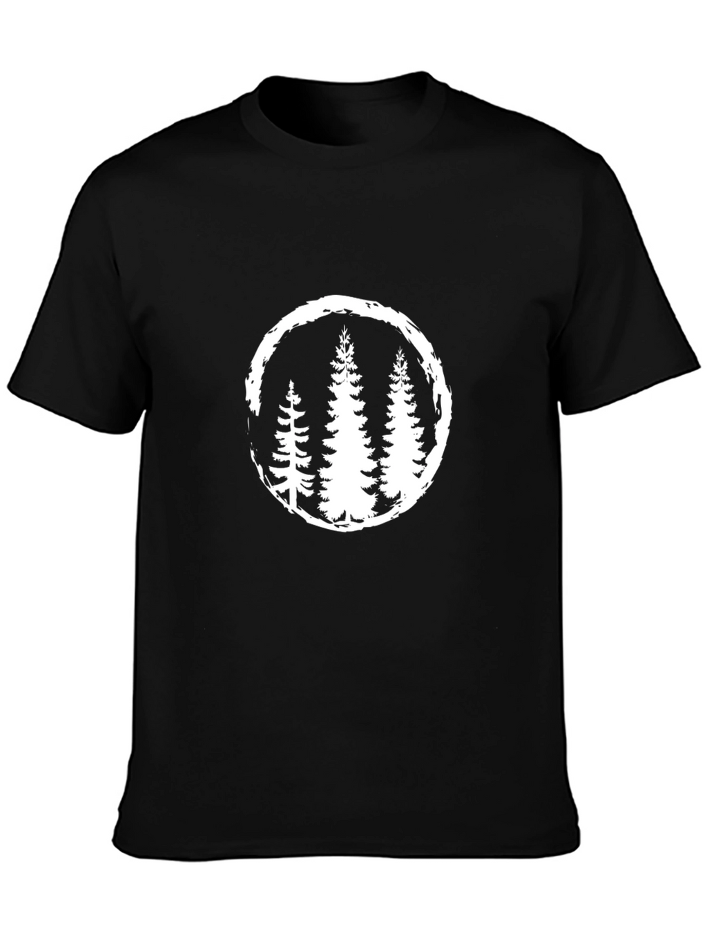 Mens Black T-Shirt with Tree Circle Graphic