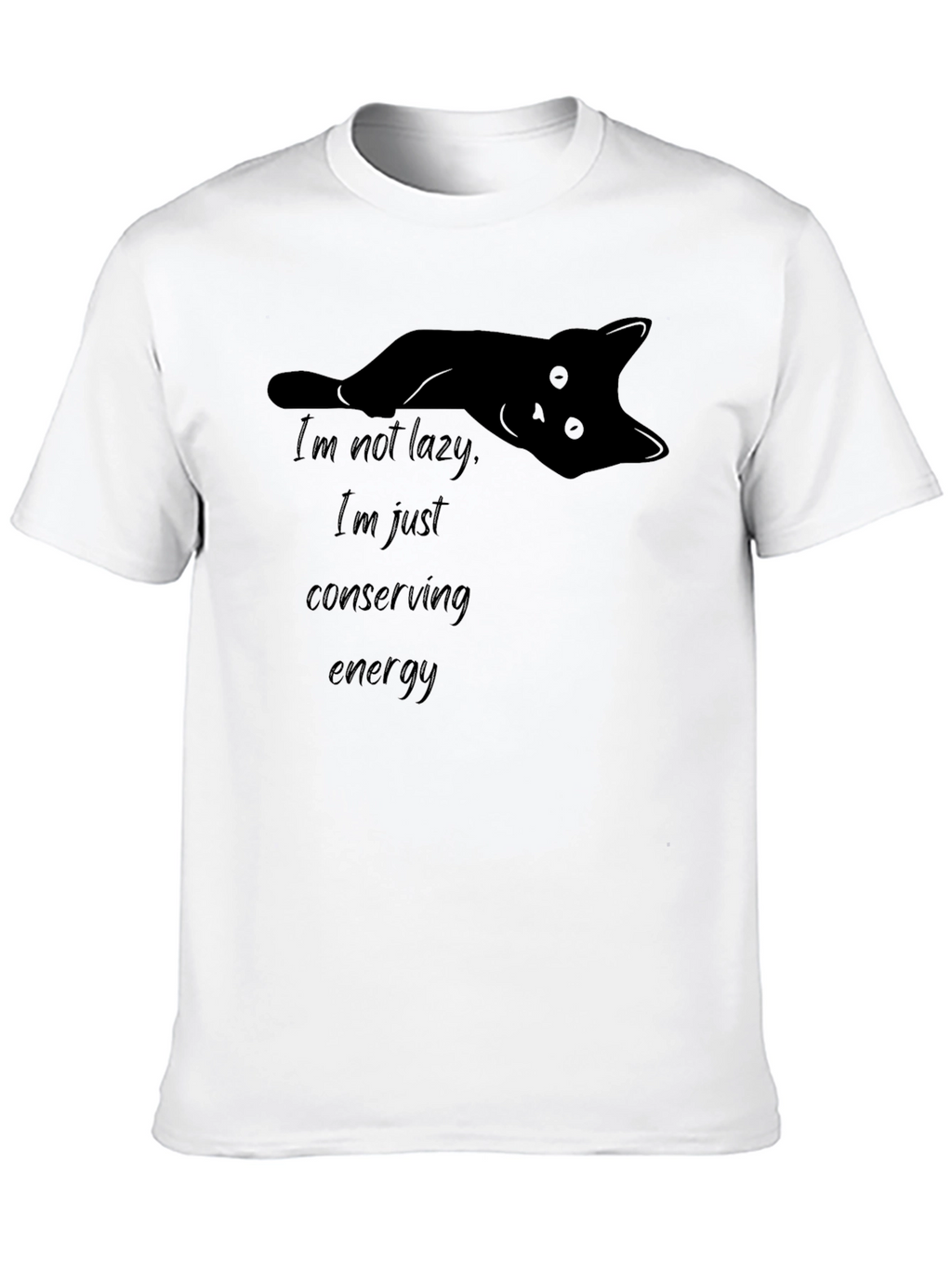 Lazy Cat Conserving Energy Graphic T-Shirt