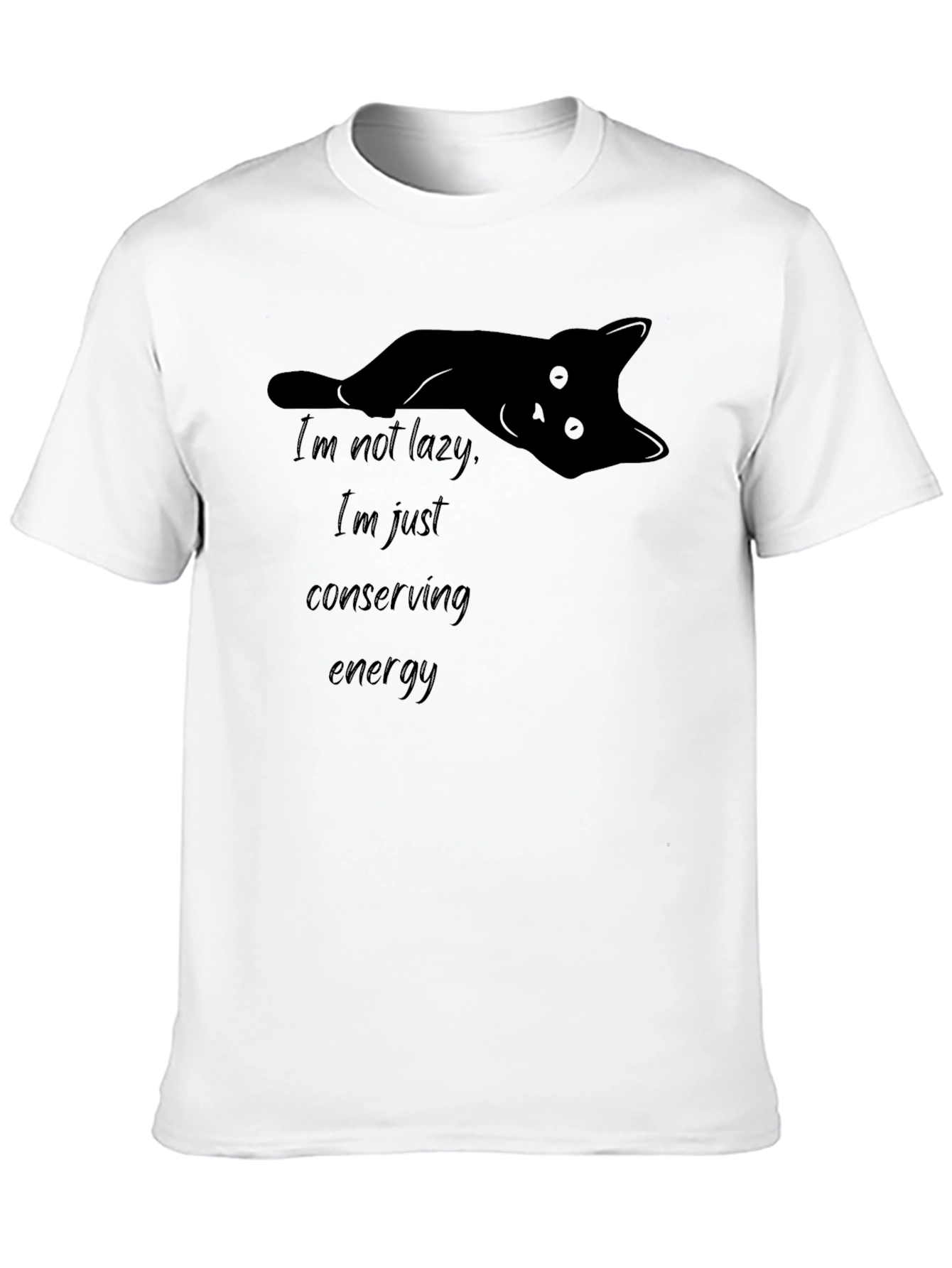 Lazy Cat Conserving Energy Graphic T-Shirt