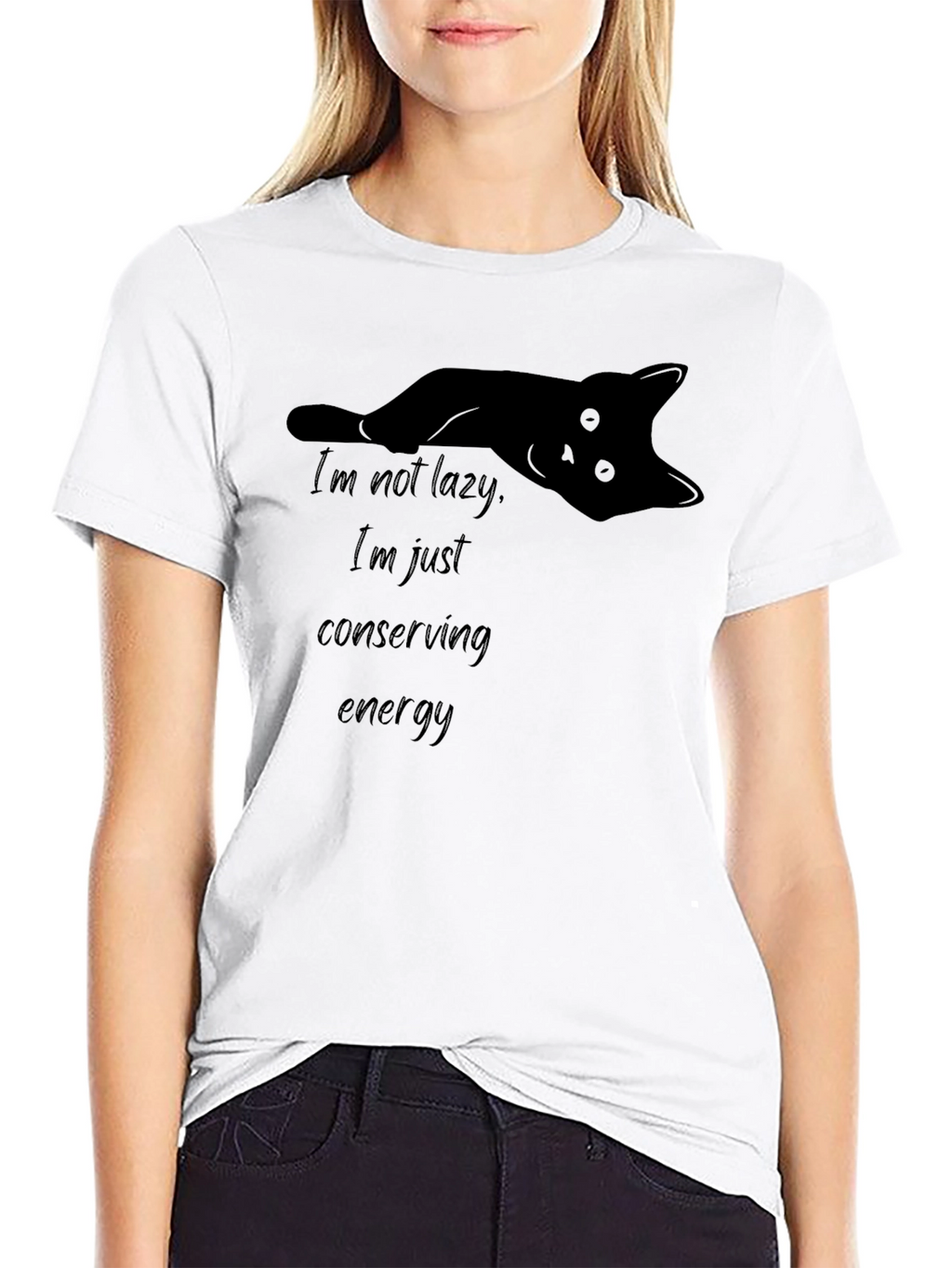 Lazy Cat Conserving Energy Graphic T-Shirt
