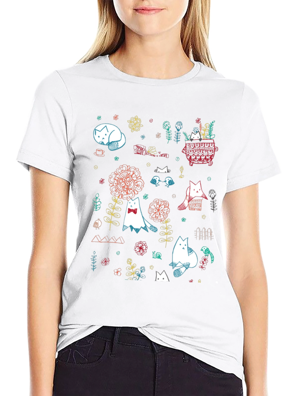Cat Garden Graphic Tee - Black