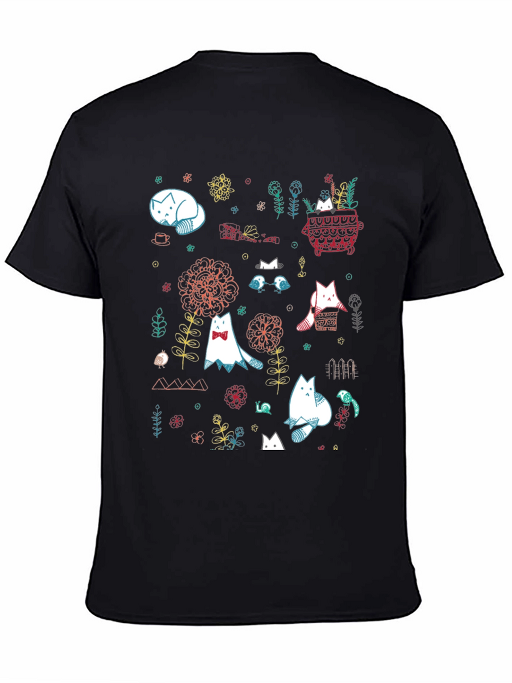 Cat Garden Graphic Tee - Black