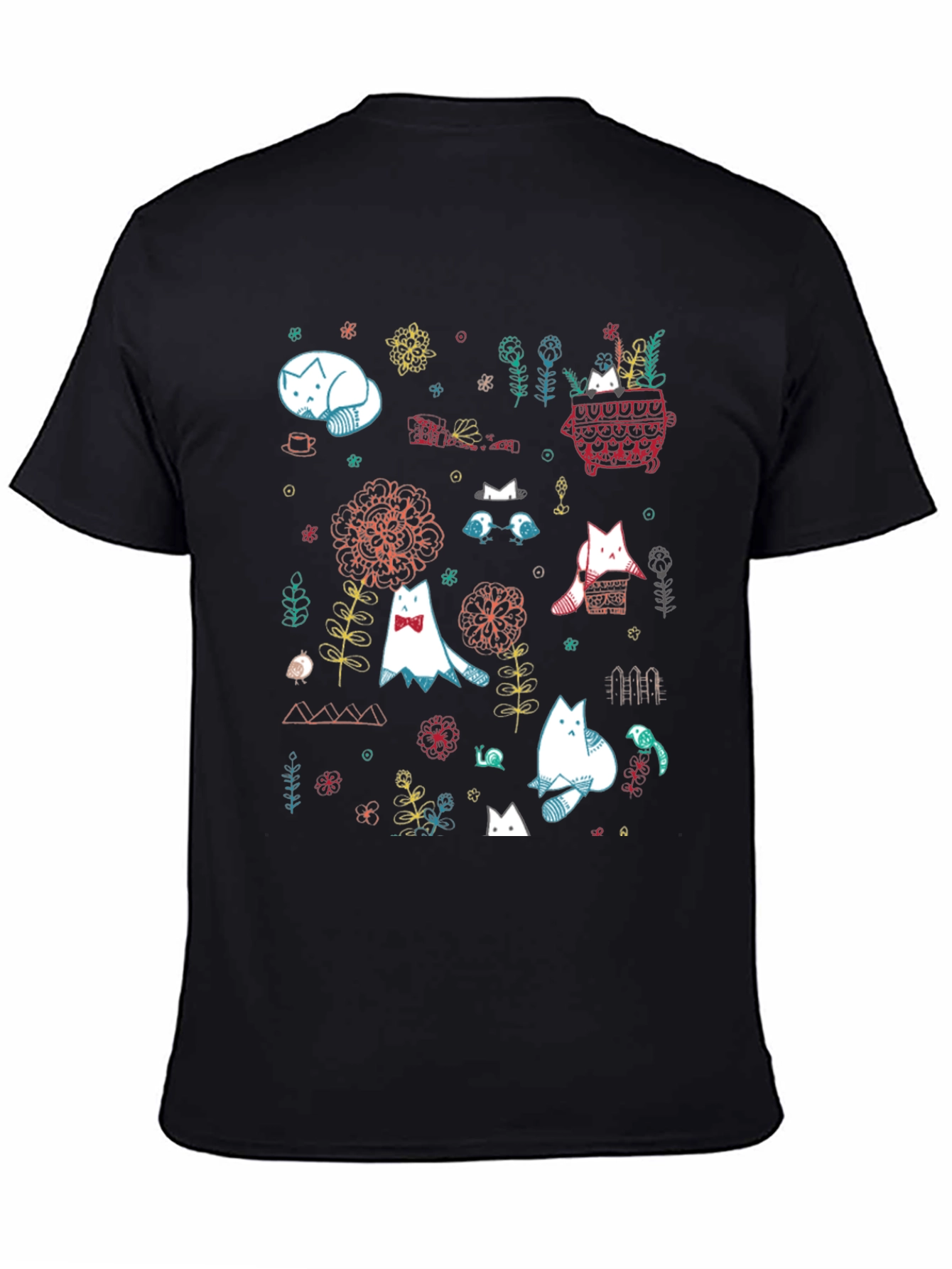 Cat Garden Graphic Tee - Black