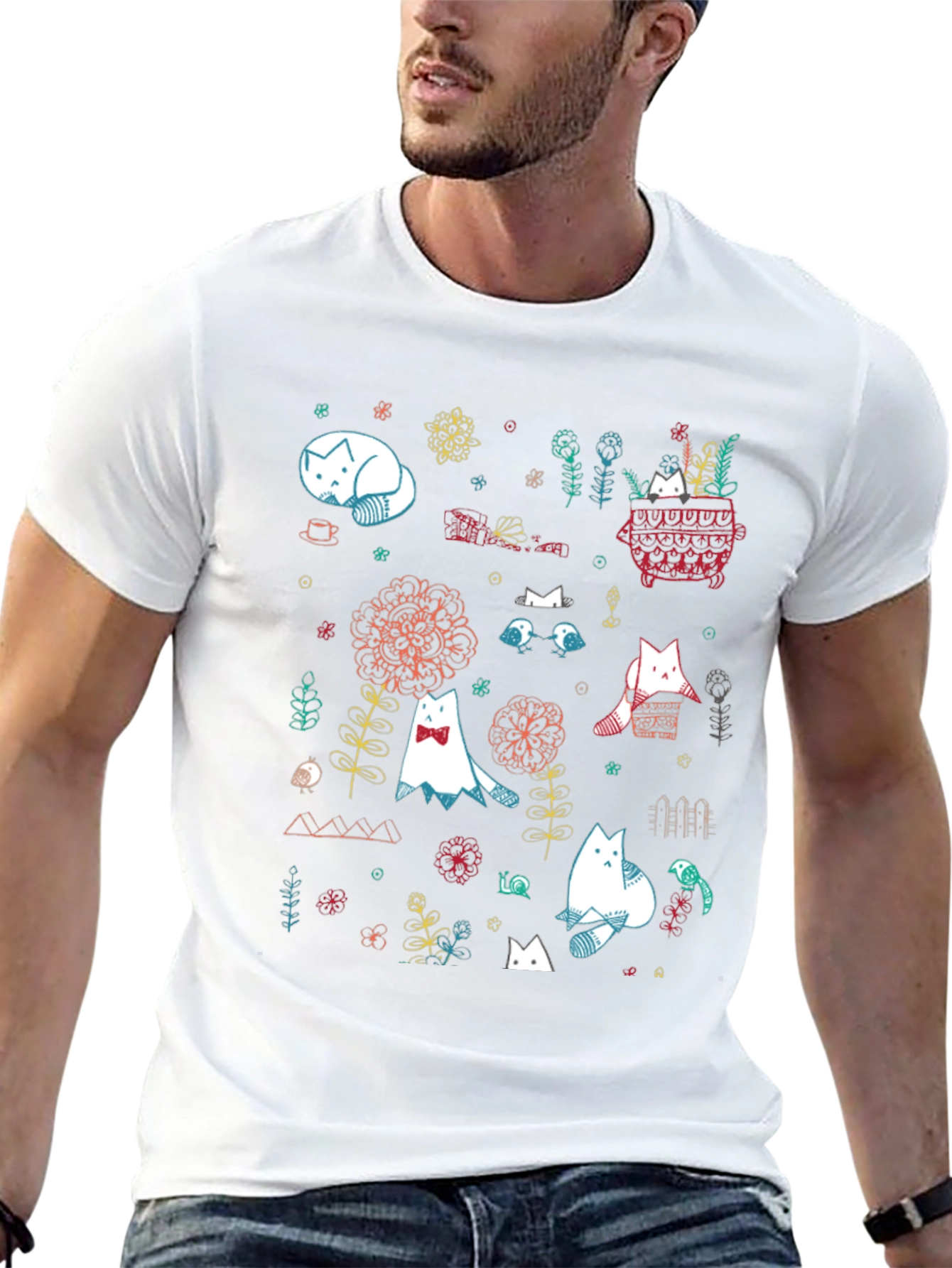 Cat Garden Graphic Tee - Black