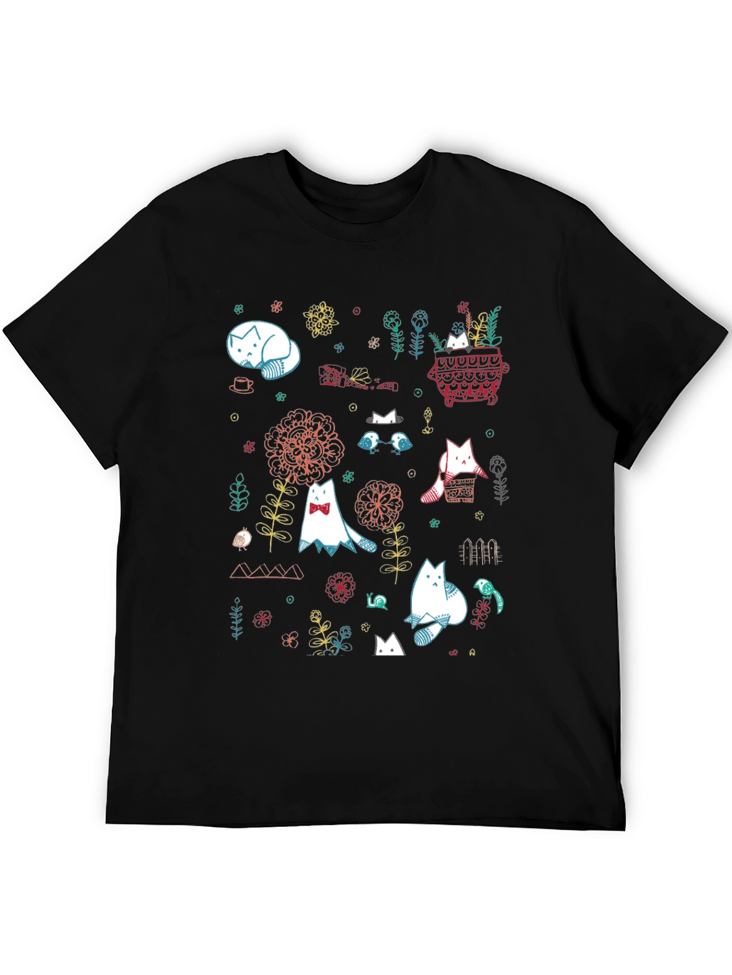 Cat Garden Graphic Tee - Black