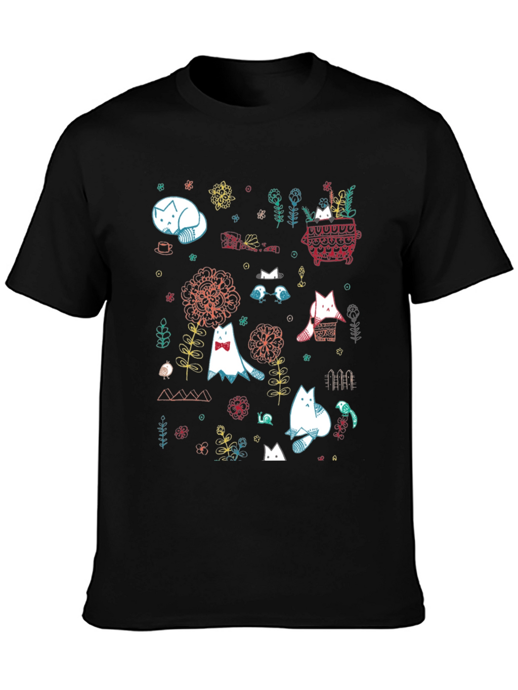 Cat Garden Graphic Tee - Black