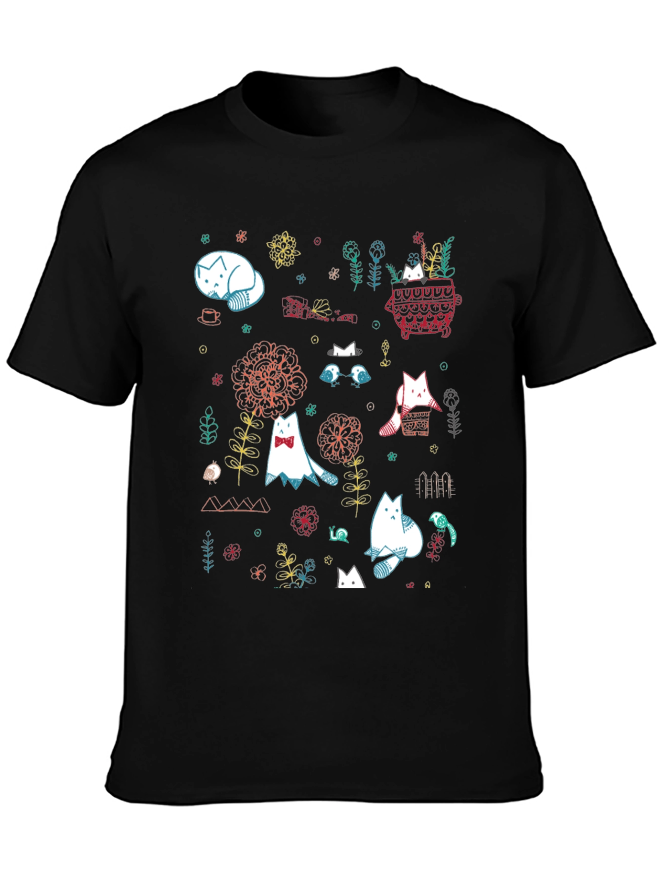 Cat Garden Graphic Tee - Black