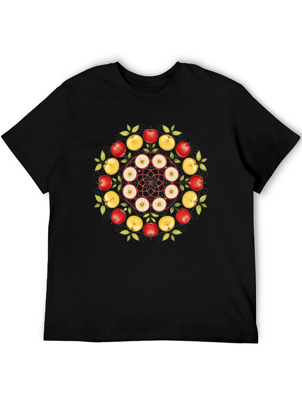 Apple Mandala T-Shirt - Fruit Design Tee