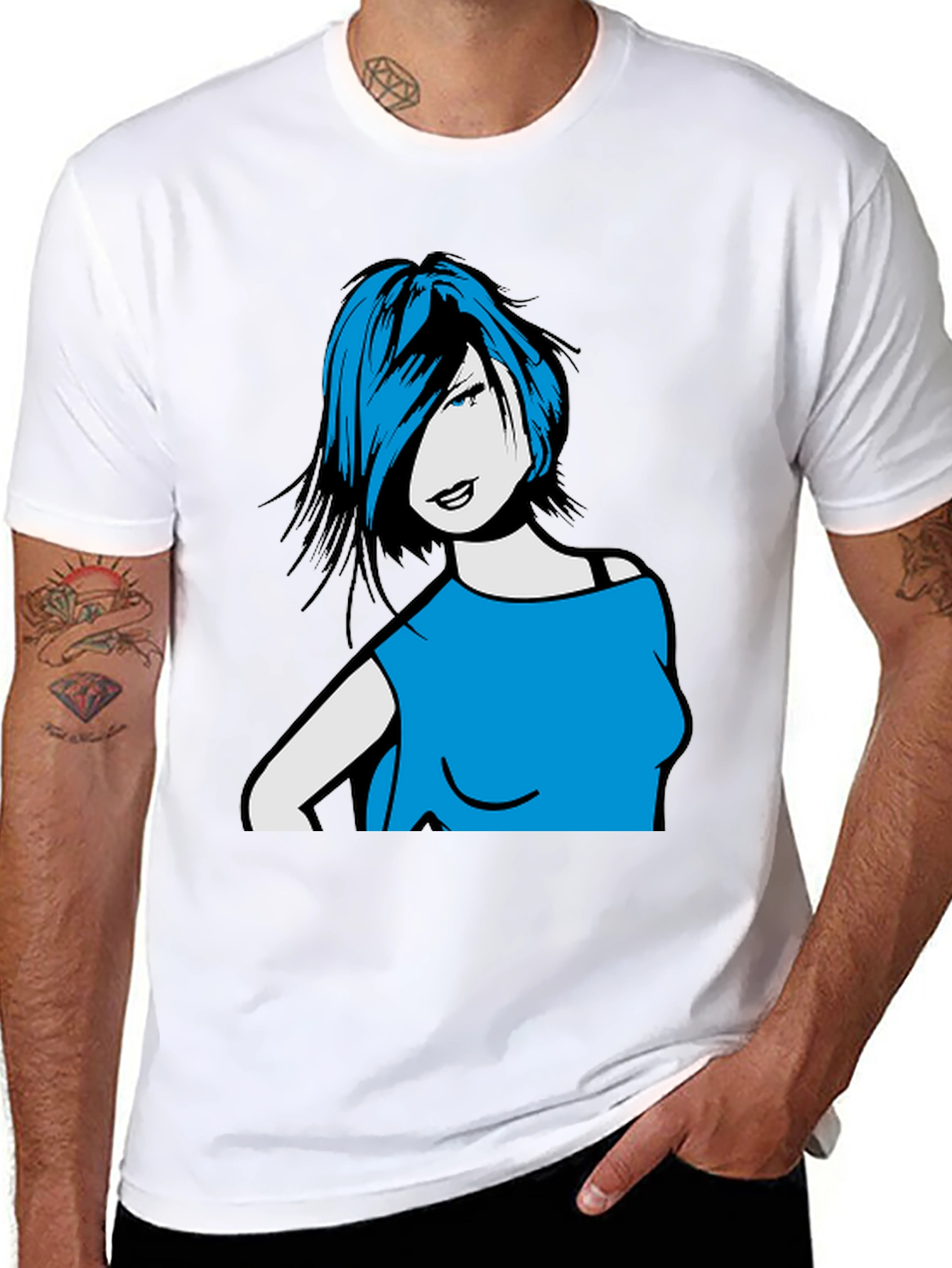 Woman Portrait Graphic Tee - Trendy Black Shirt
